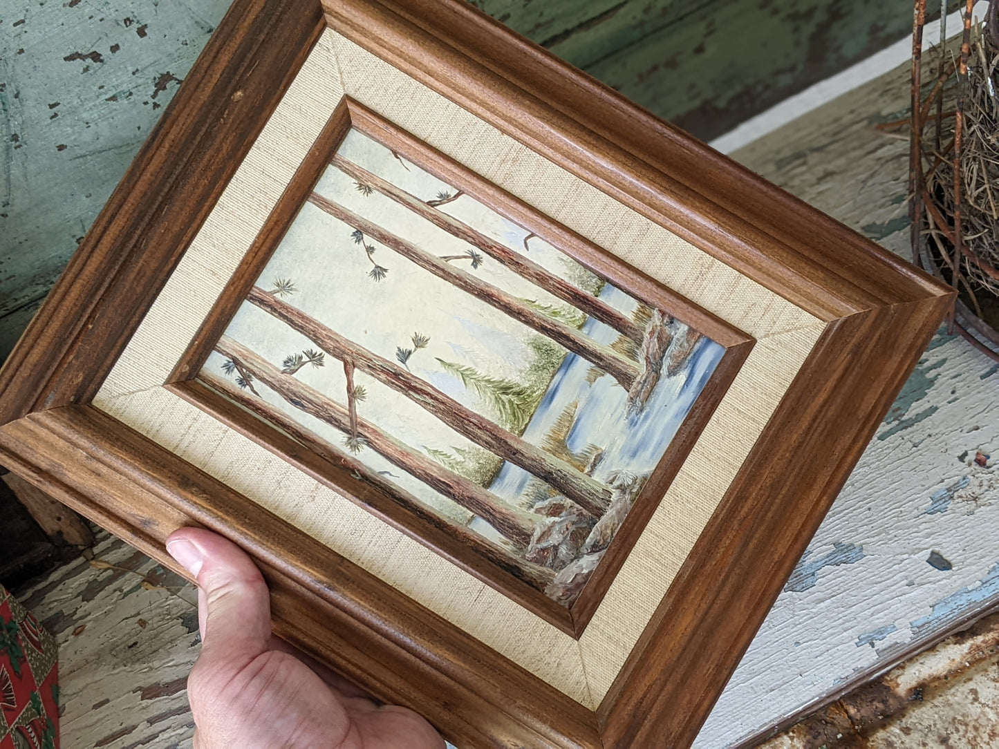Vintage Original Painting of Forest Creek Water Acrylic on Panel Board Framed !! Sweet Vintage Gifts & Collectibles