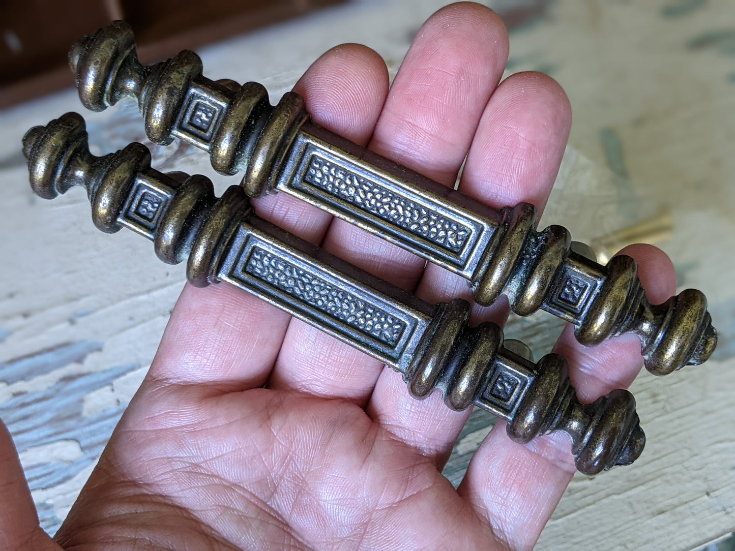 1970s Vintage National Lock Drawer Pulls No. F0-3704-001 Cabinet Drawer Restoration !! Hard To Find Vintage Hardware !!