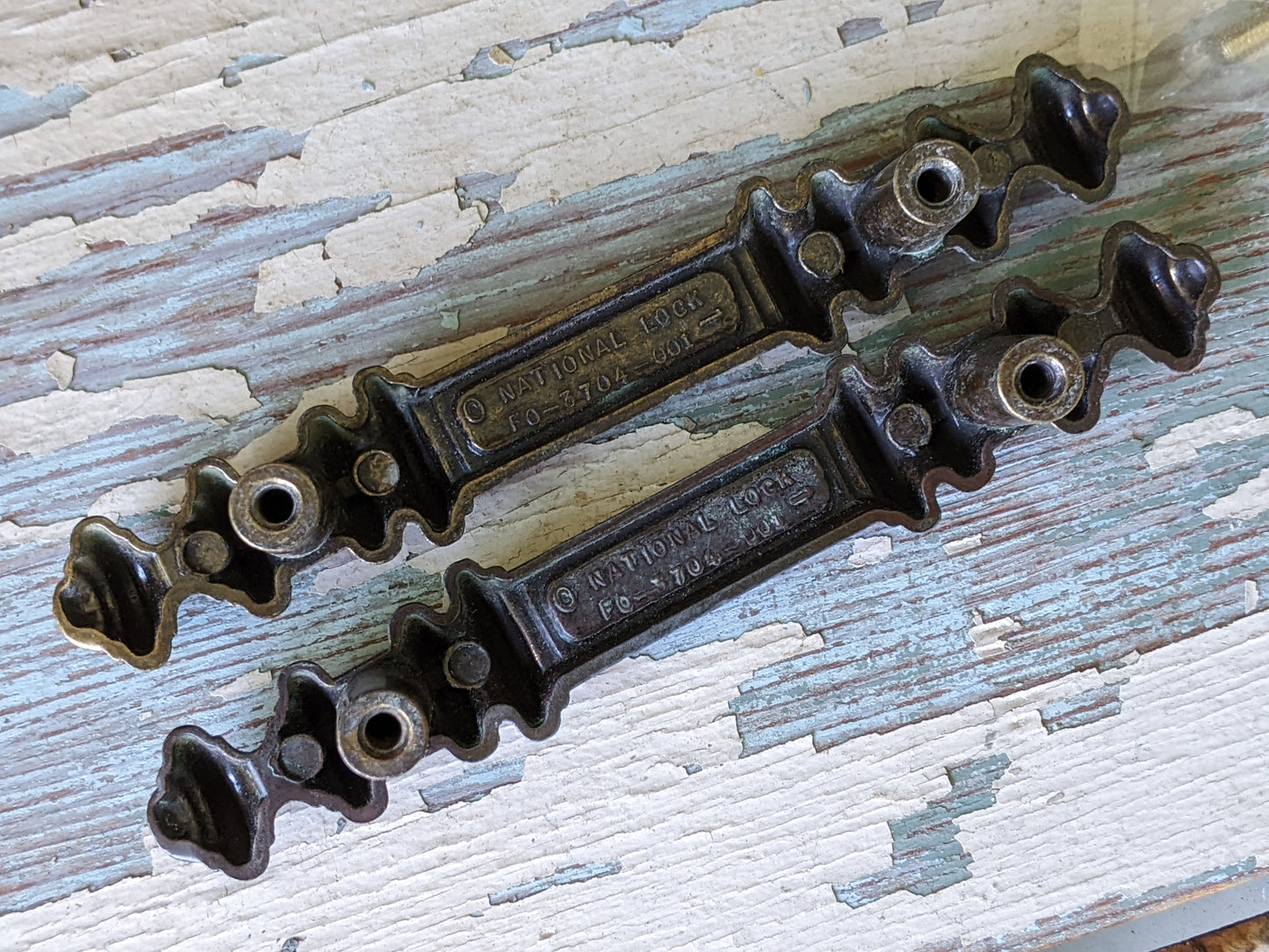 1970s Vintage National Lock Drawer Pulls No. F0-3704-001 Cabinet Drawer Restoration !! Hard To Find Vintage Hardware !!
