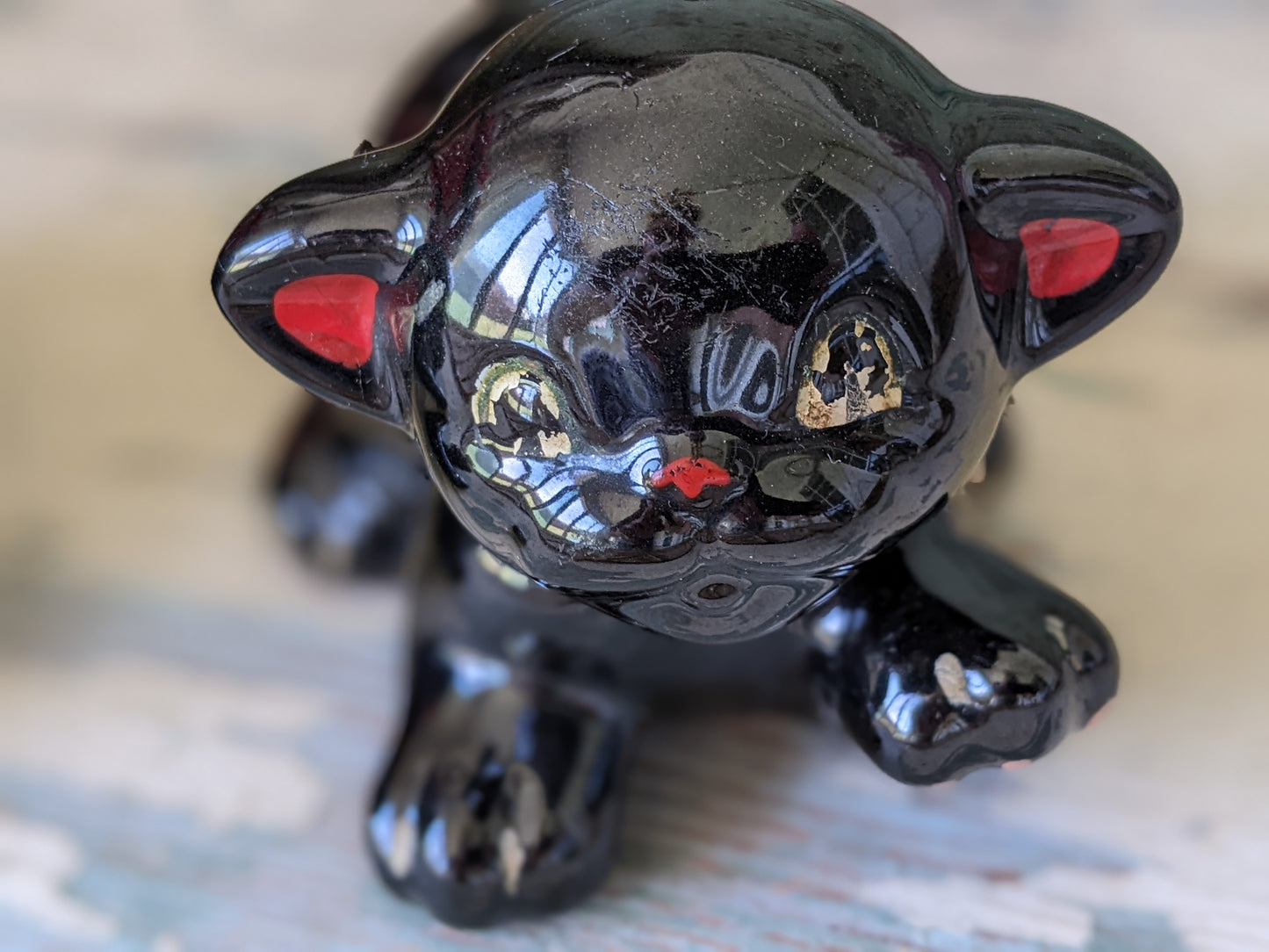 1950s Relco Rare Playful Black Cat Salt & Pepper Shakers Japan Redware Kitsch Kitschy MCM !! Awesome Holiday Gifts !! Halloween
