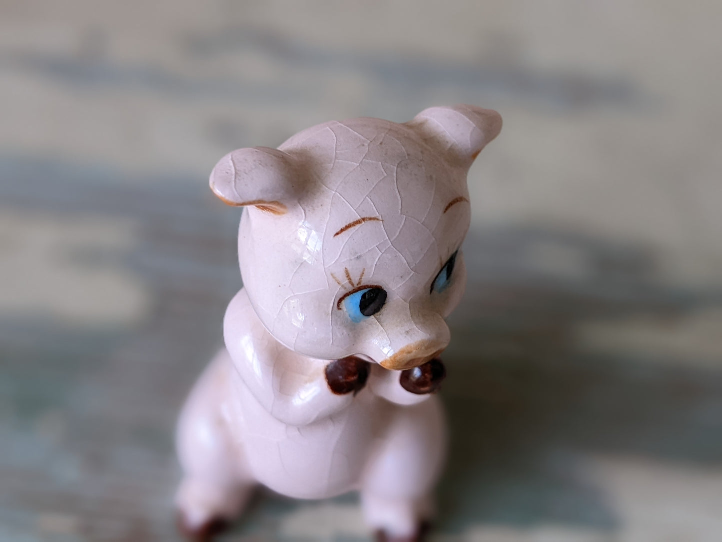 1950s !! Rare Bone China Set Playful Pigs Trio Japan Boxing Fighting Kitsch Family !! Adorable Vintage Gifts !!