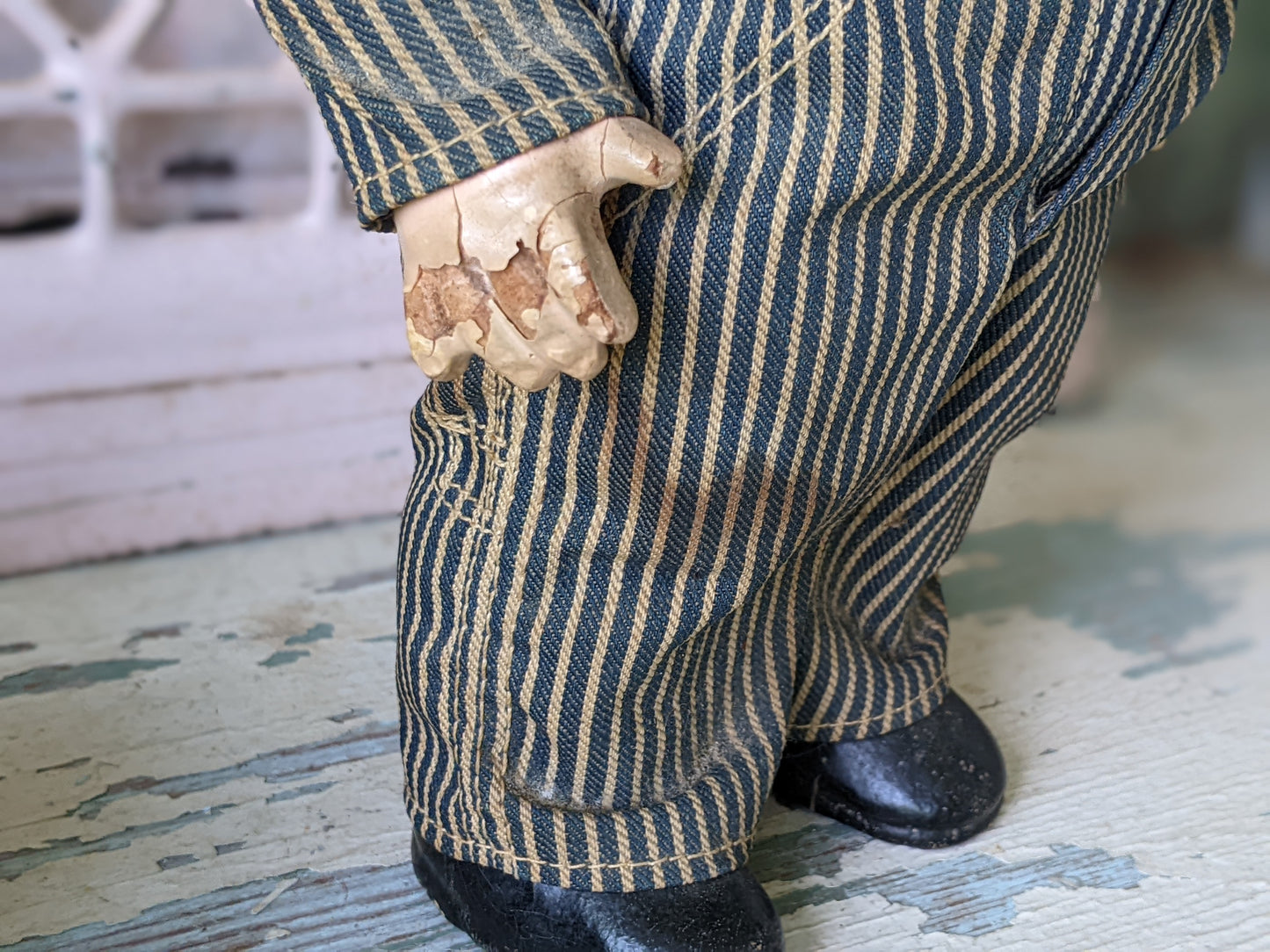 1930s Buddy Lee Doll !! Ultra-Rare Union-Alls V-Shaped Back Seam !! Amazing Advertising Vintage Gifts !!