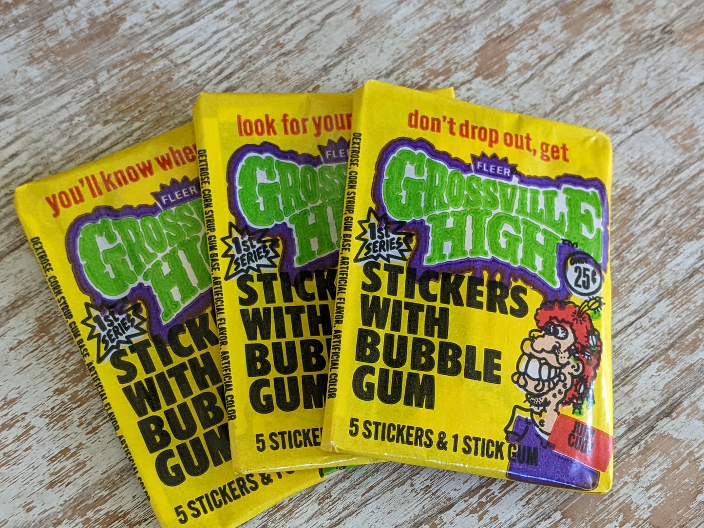 1986 Grossville High Original Wax Packs by Fleer Set of 3 !! Vintage Retro Gifts !!