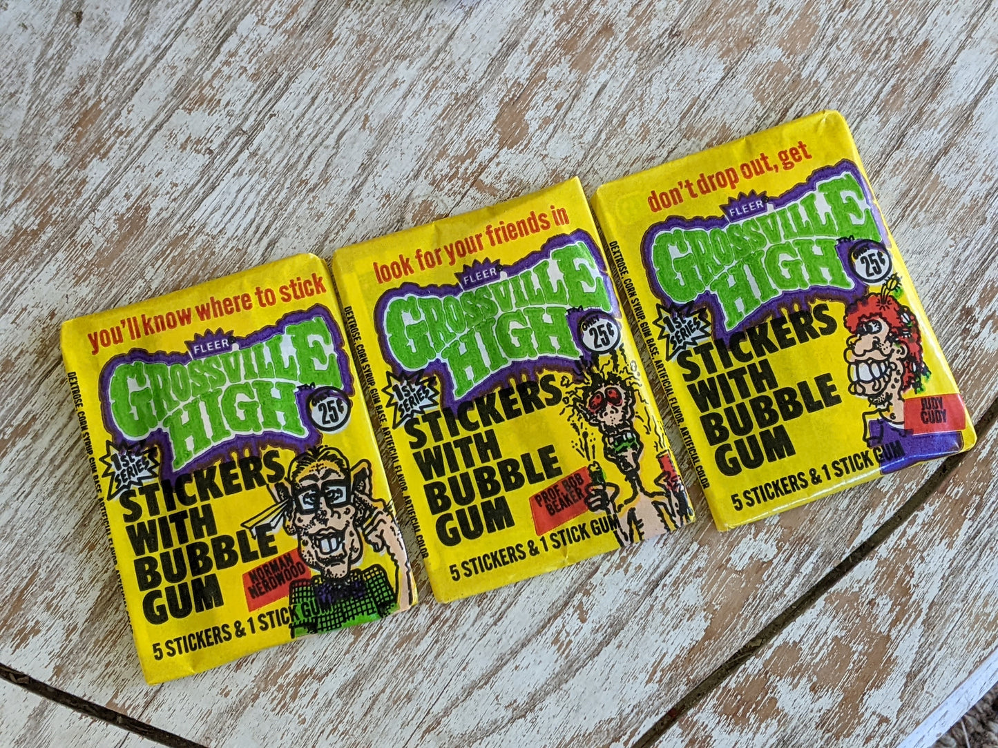 1986 Grossville High Original Wax Packs by Fleer Set of 3 !! Vintage Retro Gifts !!