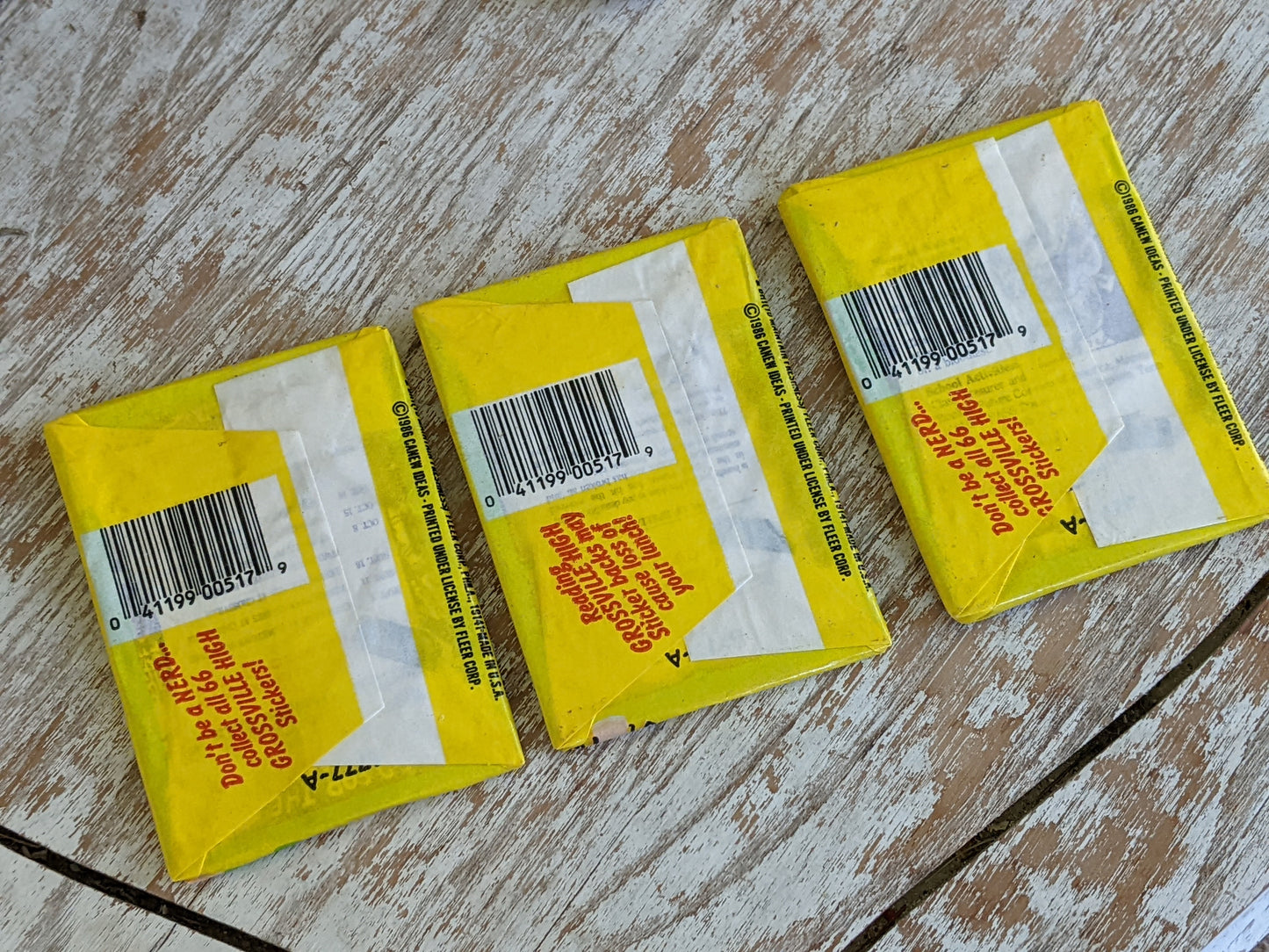 1986 Grossville High Original Wax Packs by Fleer Set of 3 !! Vintage Retro Gifts !!