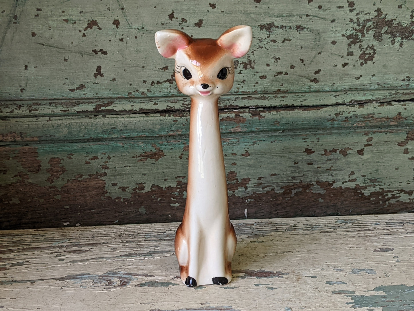 1950's Anthropomorphic Long Neck Deer Salt Pepper Shaker Lone Wolf Single Kitsch Kitschy Japan !! Adorable Spicy Gifts !!
