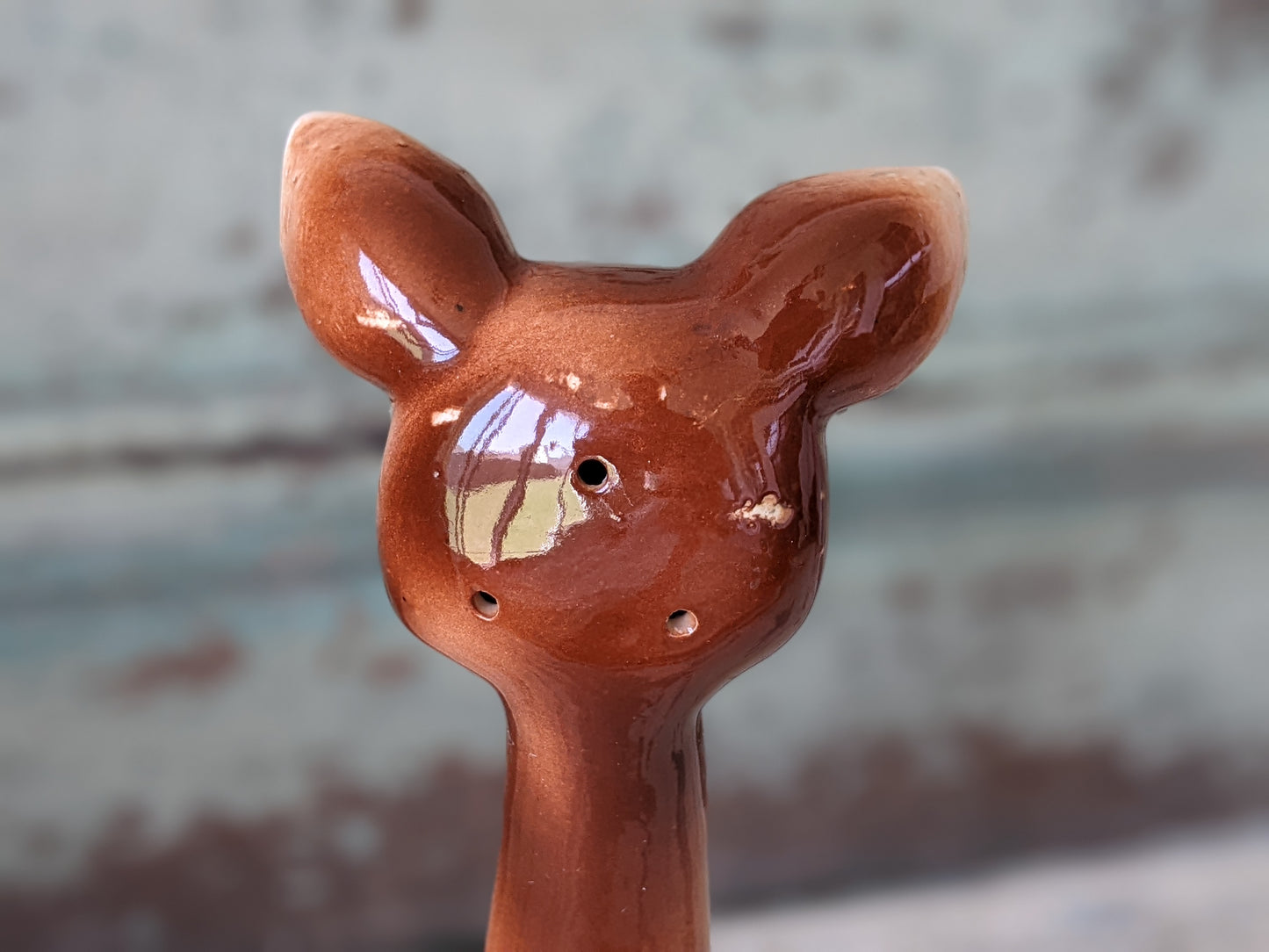 1950's Anthropomorphic Long Neck Deer Salt Pepper Shaker Lone Wolf Single Kitsch Kitschy Japan !! Adorable Spicy Gifts !!