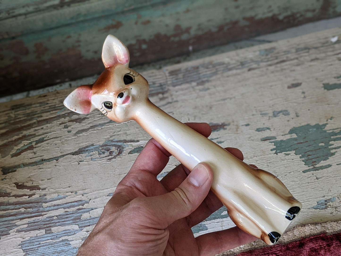 1950's Anthropomorphic Long Neck Deer Salt Pepper Shaker Lone Wolf Single Kitsch Kitschy Japan !! Adorable Spicy Gifts !!