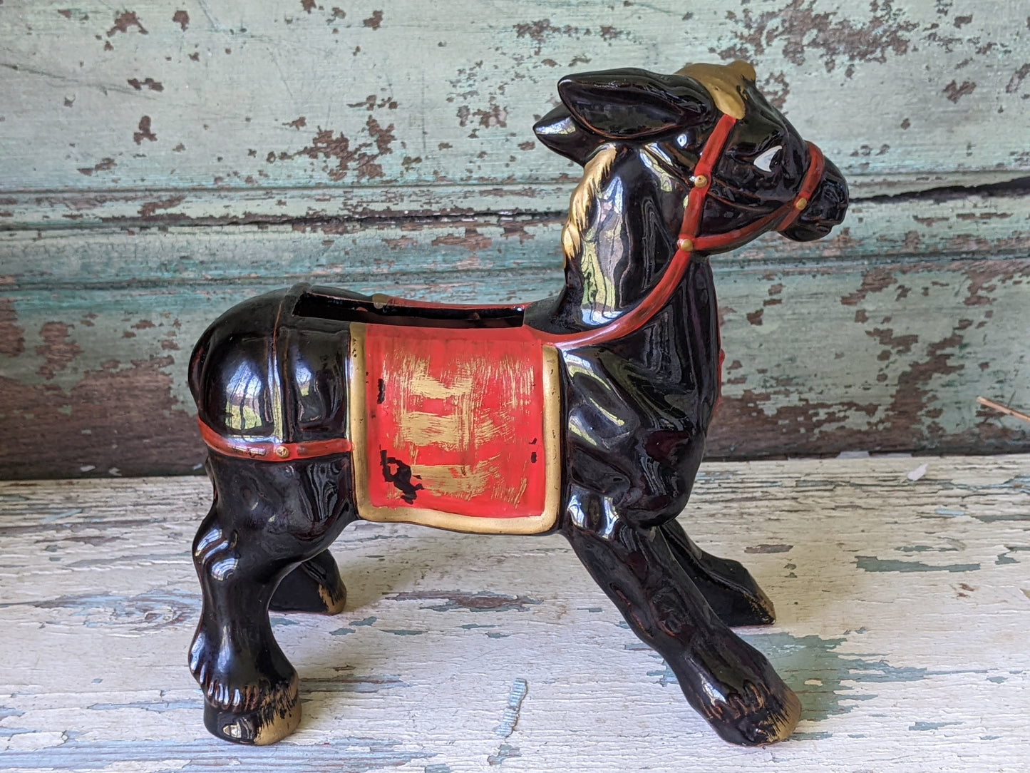 1950s Rare !! Redware Donkey Mule Planter Japan Hand-Painted !! Hard To Find Vintage Gifts !!