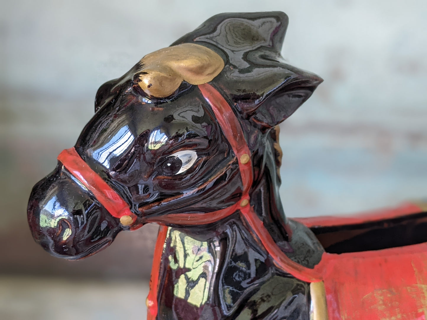 1950s Rare !! Redware Donkey Mule Planter Japan Hand-Painted !! Hard To Find Vintage Gifts !!