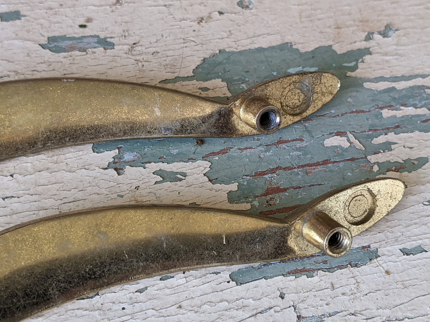 Vintage Rare!! Mid-Century Modern Drawer Pulls Polished Brass Plated Art Nouveau Ribbon Set of 2 !! Vintage Cabinet Hardware !!