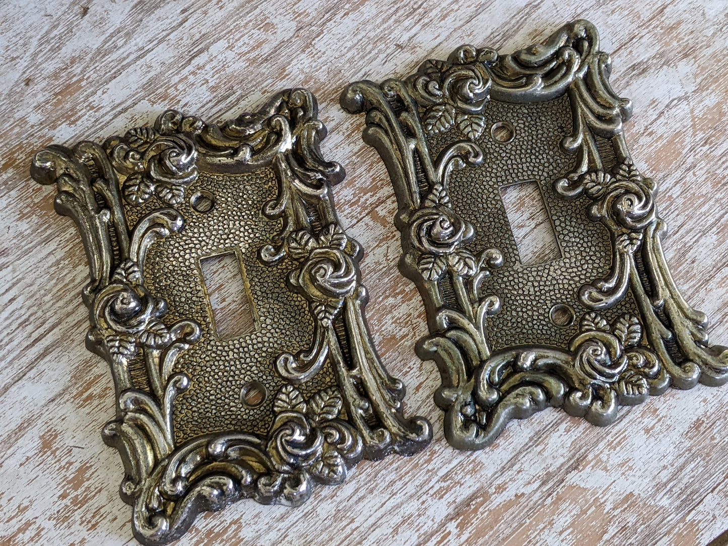 1967 Ameritac Set of 2 Model 60T Metal Light Switch Plate Cover Amer Tack & HDWE Co. !! Vintage Restoration !!