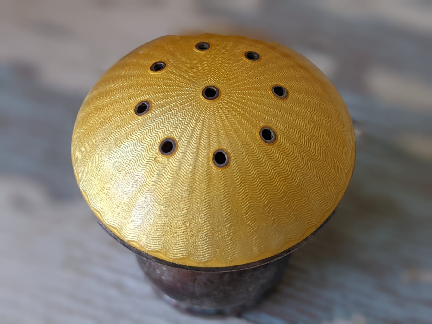 1950s Ela Denmark Sterling Silver Salt Cellar & Pepper Shaker 925S Rare Enamel Mushroom !! Elegant Classy Vintage Gifts !!