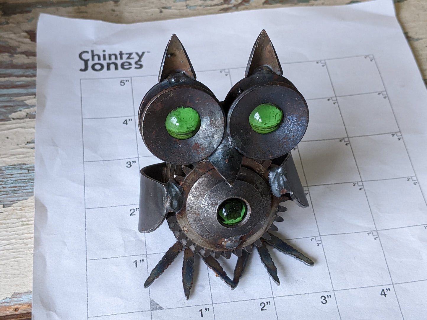 Vintage One-Of-A-Kind Owl Handmade Metal Sculpture Steampunk Rustic Fantasy Folk Art !! Amazing Rare Vintage Gifts !!