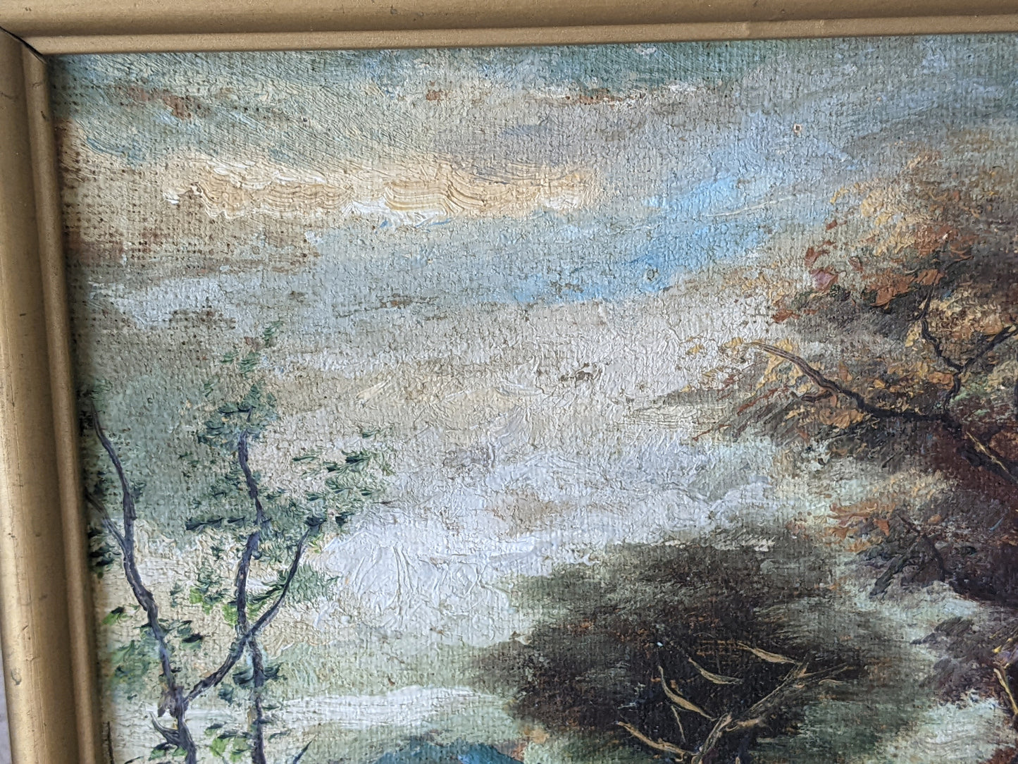 1950s Original Oils on Panel Landscape Mountains Hut Home Farm !! Original Vintage Art !!