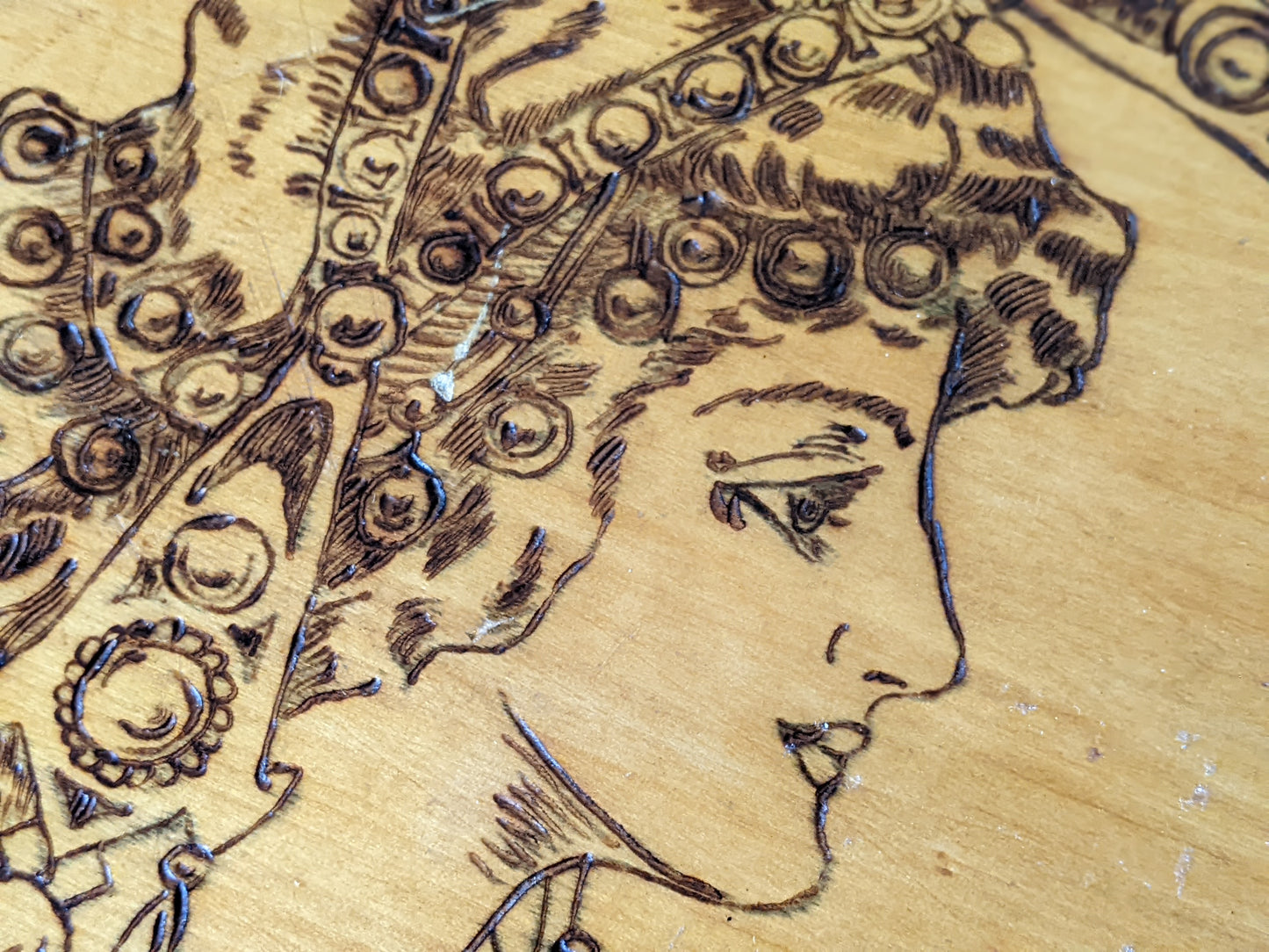 1911 Art Nouveau Flemish Art Co. Handmade Hinged Pyrography Wood Box !! Rare & Beautiful Unique Gifts !!