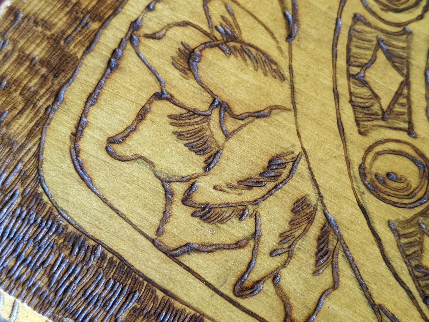 1911 Art Nouveau Flemish Art Co. Handmade Hinged Pyrography Wood Box !! Rare & Beautiful Unique Gifts !!
