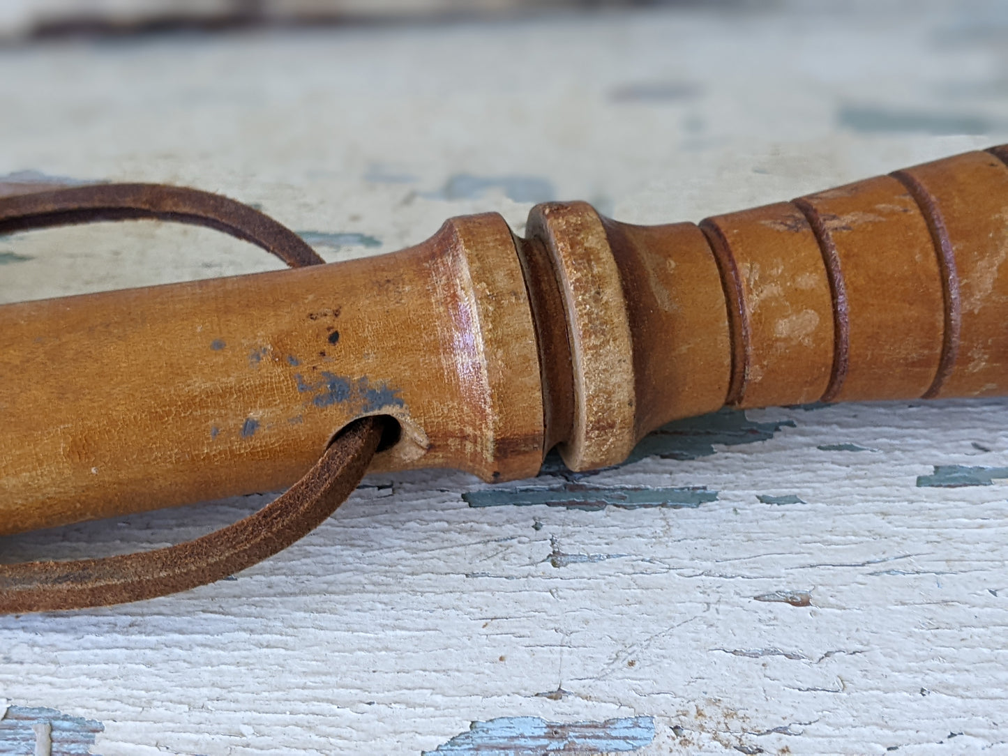 1960s Oak Police Baton Billy Club Nightstick Turned Original Leather Strap 22" !! Awesome Vintage Memorabilia !!