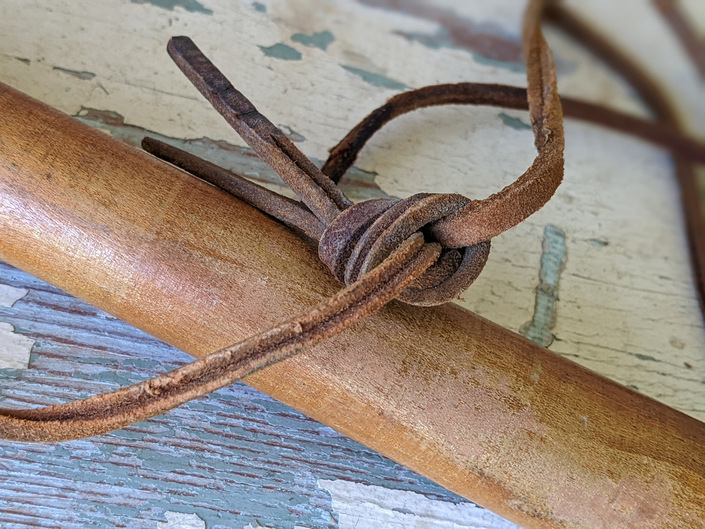 1960s Oak Police Baton Billy Club Nightstick Turned Original Leather Strap 22" !! Awesome Vintage Memorabilia !!