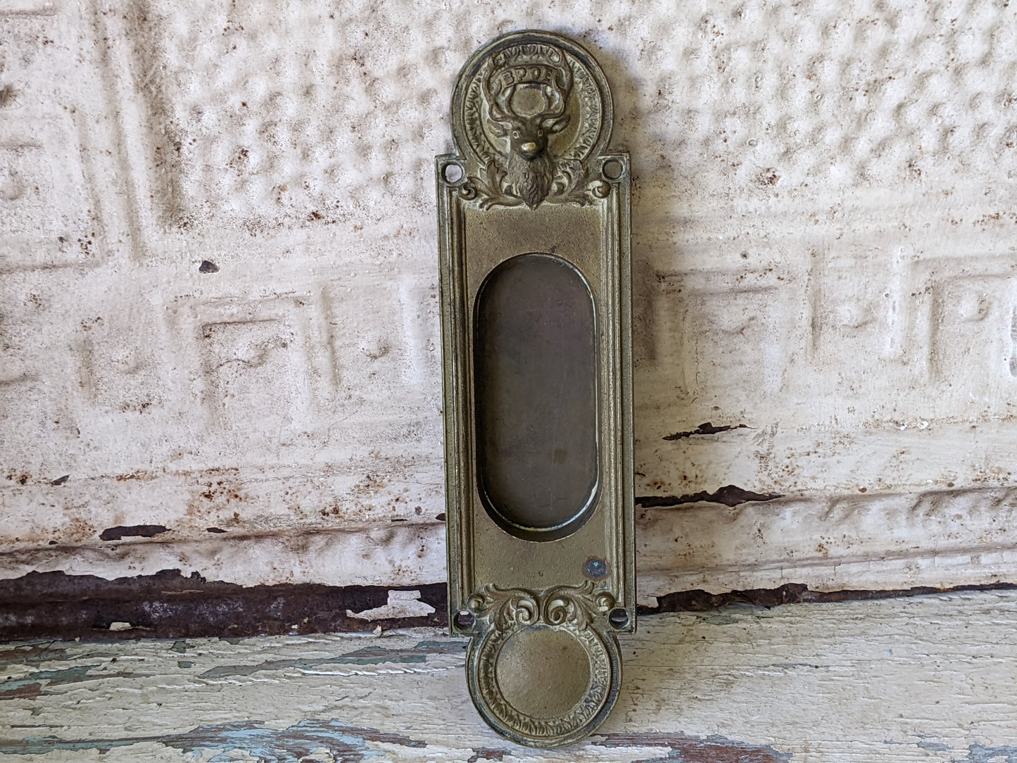 Vintage Elks Lodge BPOE "Pocket" Door Back Plate No. S4427 Cast Brass !! Rare Authentic Vintage Restoration Gifts !!