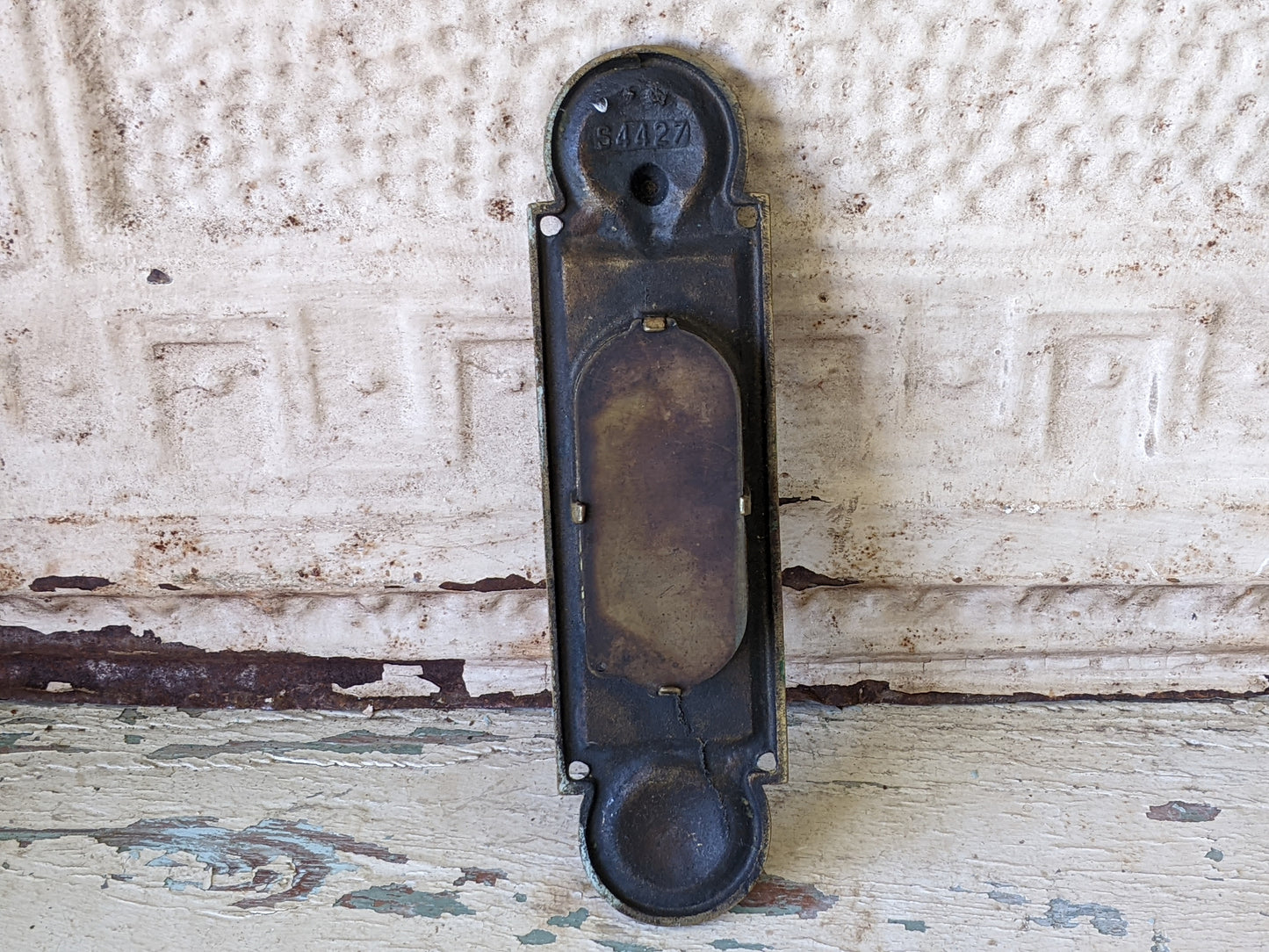Vintage Elks Lodge BPOE "Pocket" Door Back Plate No. S4427 Cast Brass !! Rare Authentic Vintage Restoration Gifts !!