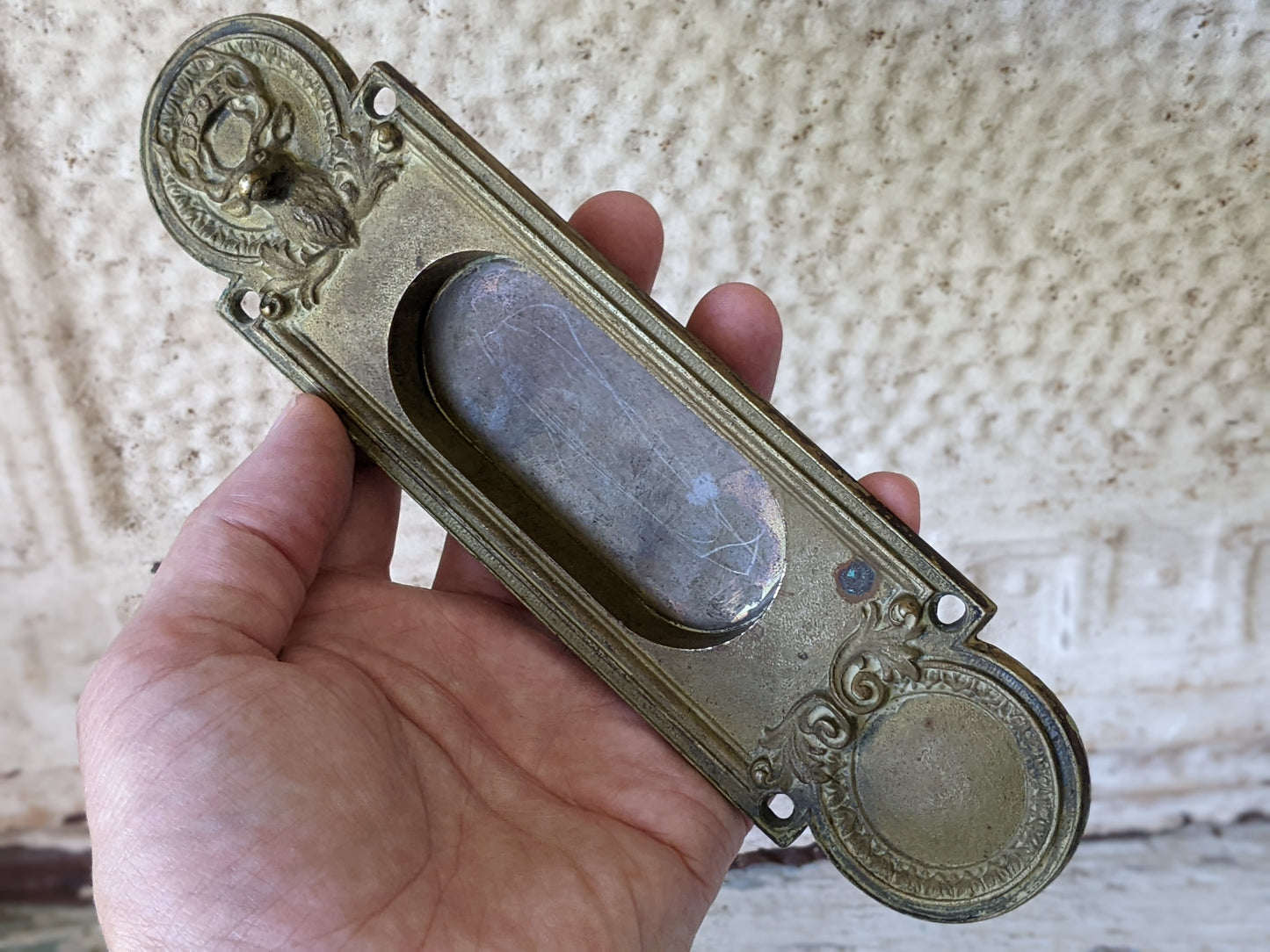 Vintage Elks Lodge BPOE "Pocket" Door Back Plate No. S4427 Cast Brass !! Rare Authentic Vintage Restoration Gifts !!