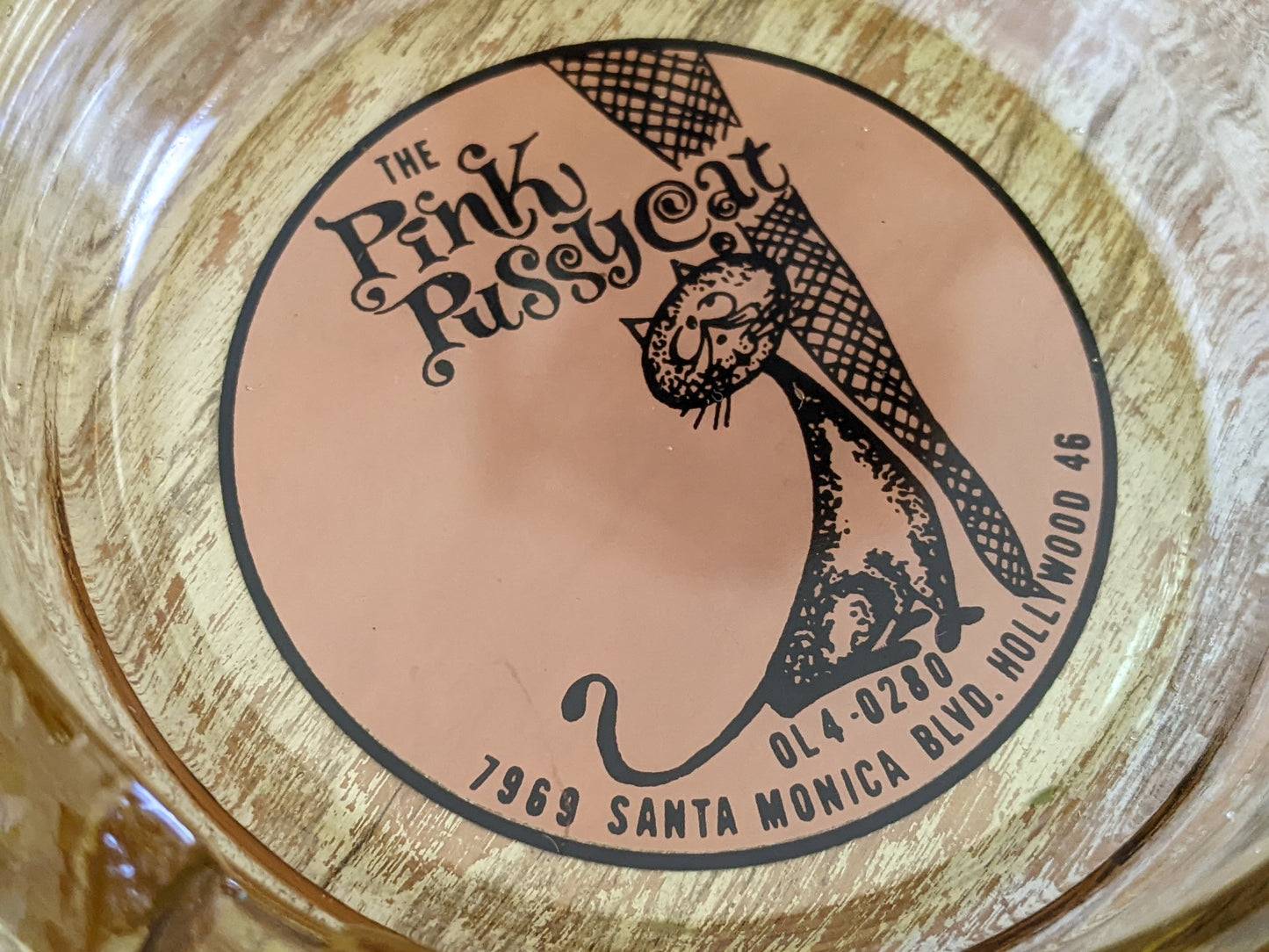 1960s !! Rare !! The Pink Pussycat Ashtray Santa Monica Hollywood California College of Strip Tease Burlesk Club !! Awesome Vintage Gifts !!