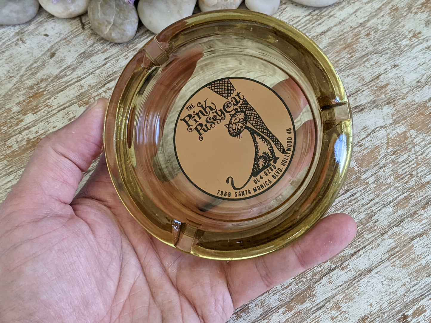 1960s !! Rare !! The Pink Pussycat Ashtray Santa Monica Hollywood California College of Strip Tease Burlesk Club !! Awesome Vintage Gifts !!