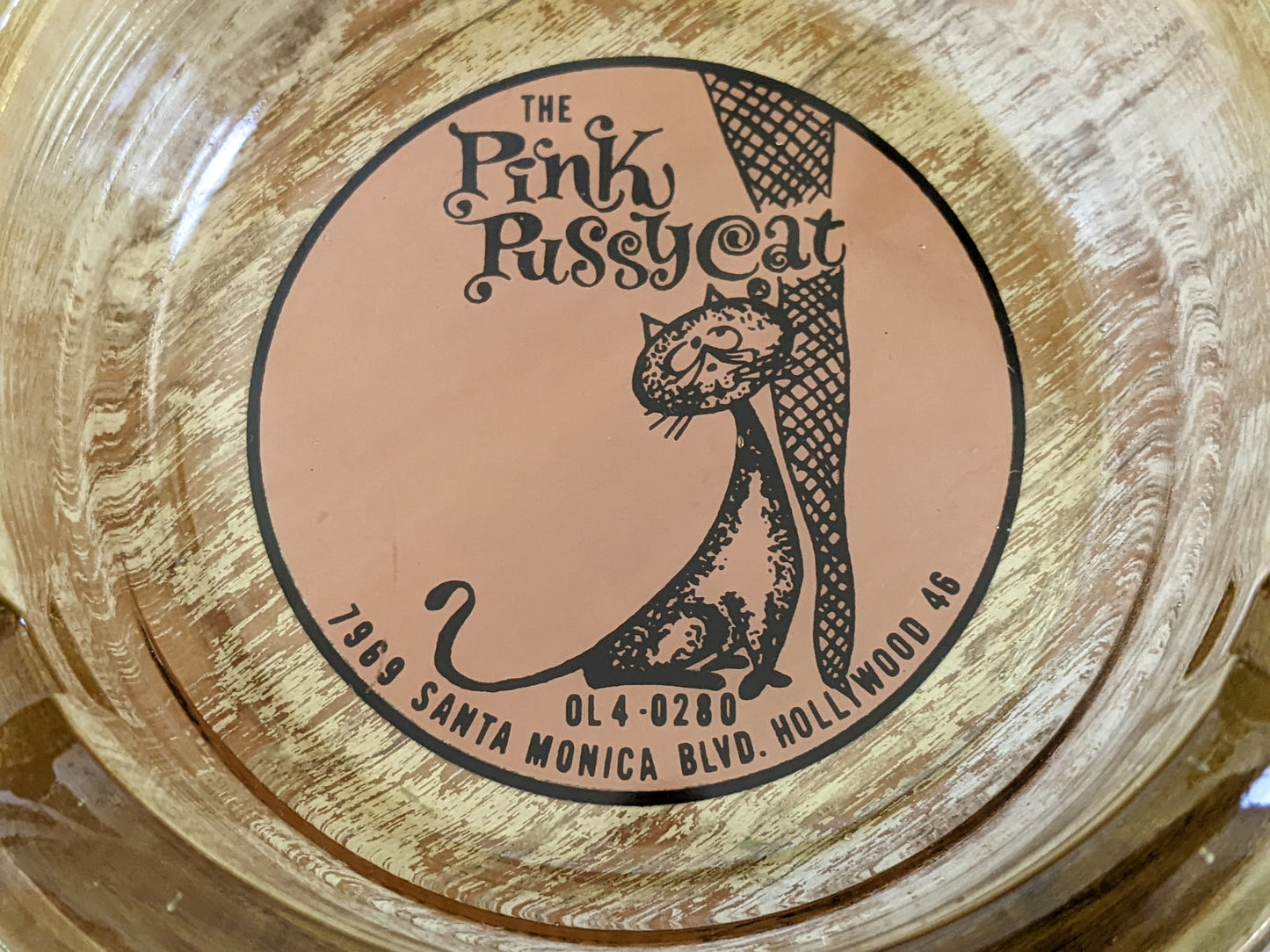 1960s !! Rare !! The Pink Pussycat Ashtray Santa Monica Hollywood California College of Strip Tease Burlesk Club !! Awesome Vintage Gifts !!