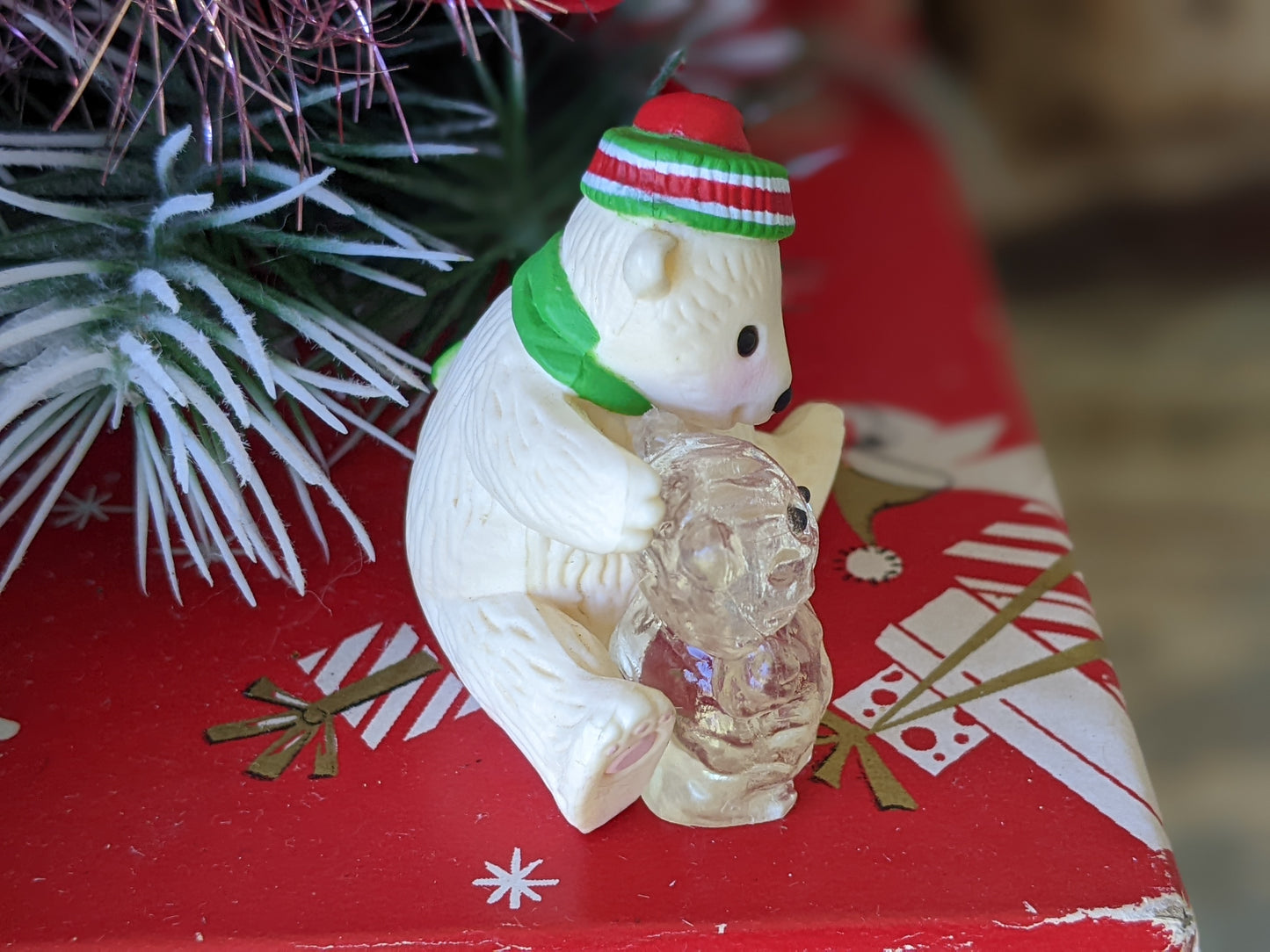 1987 Polar Bear Merry Miniature by Hallmark Christmas Holiday Collectibles !! Retro Holiday Gifts !!