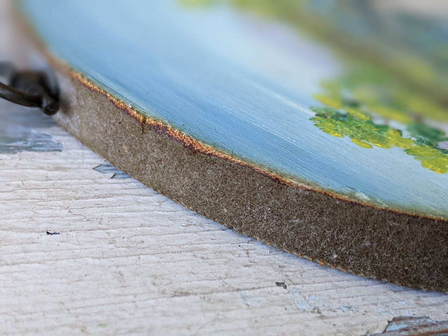 Vintage Signed "Massey" Original Miniature Painting Bluebonnet 6" x 4" Oval Wood !! Beautifully Painted Vintage Gifts !!