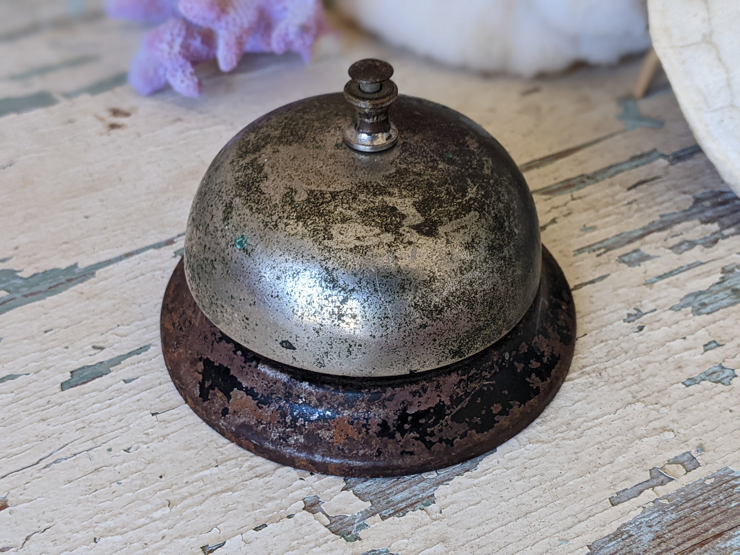 1950s Service Bell Beautiful Metal Rusty Paint Finish Working !! Awesome Vintage Gifts !! Fun Gift Ideas !!