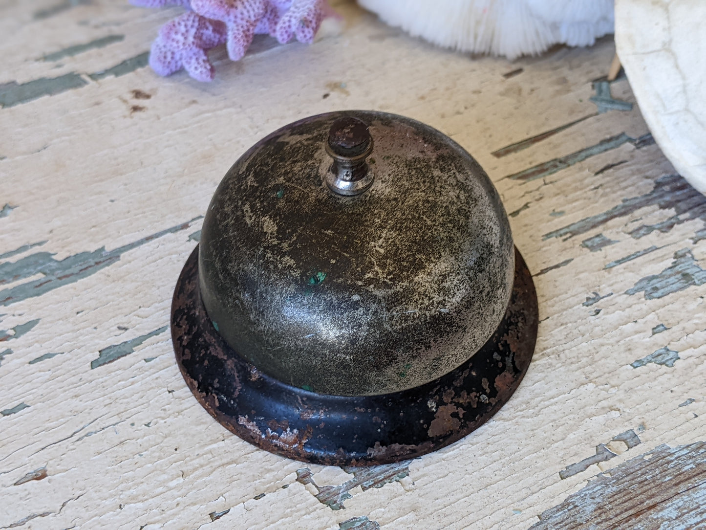 1950s Service Bell Beautiful Metal Rusty Paint Finish Working !! Awesome Vintage Gifts !! Fun Gift Ideas !!
