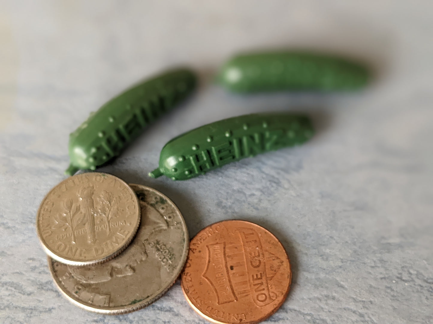 1950s Original Heinz Pickle Pin Set of 12 Advertising Miniature Green Dill Tiny Food Foodie Jewelry !! Vintage Novelty Gifts !!