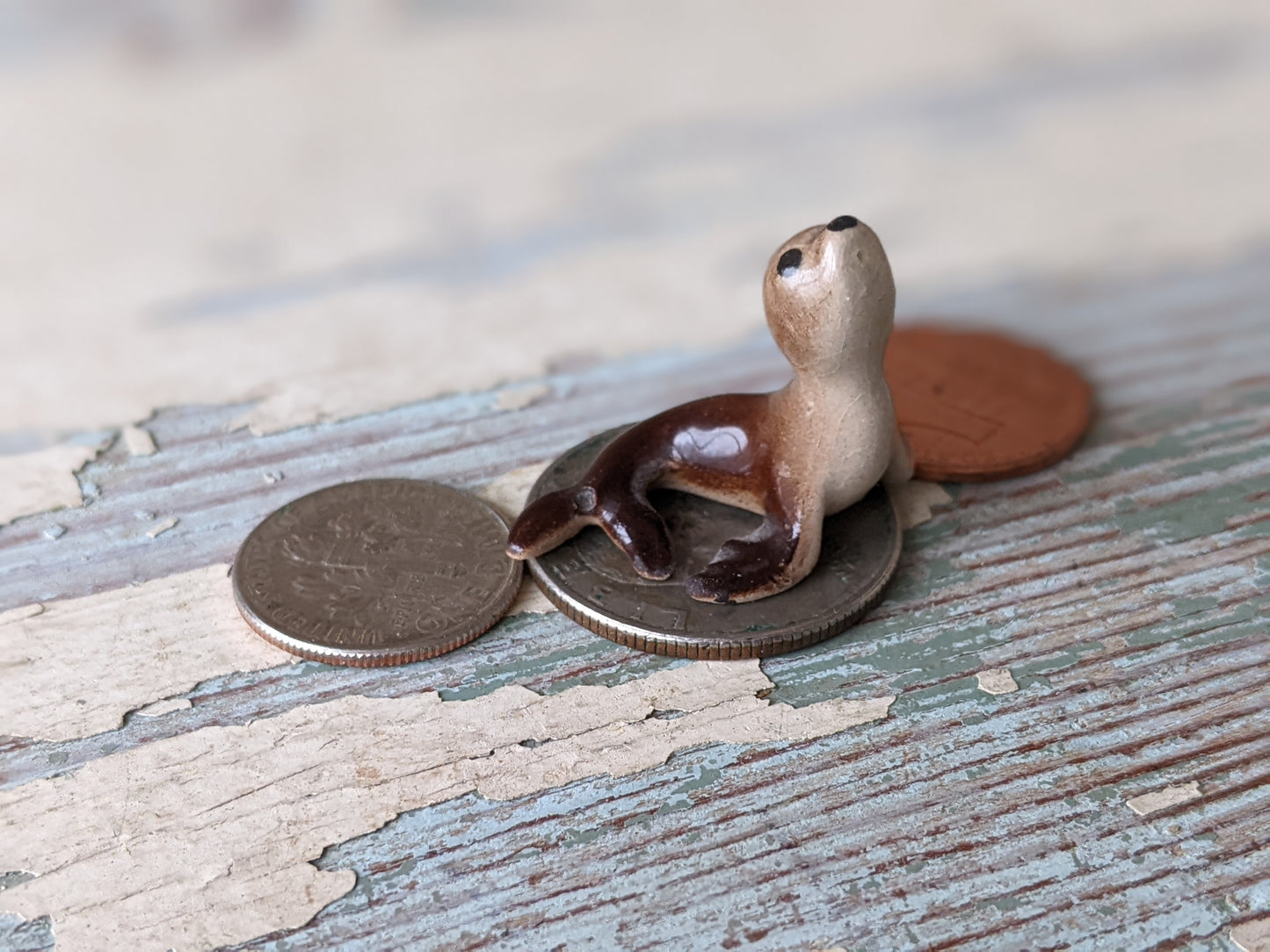 1980s Hagen Renaker Baby Seal Porcelain Miniature !! Amazing Vintage Gifts & Collectibles !!