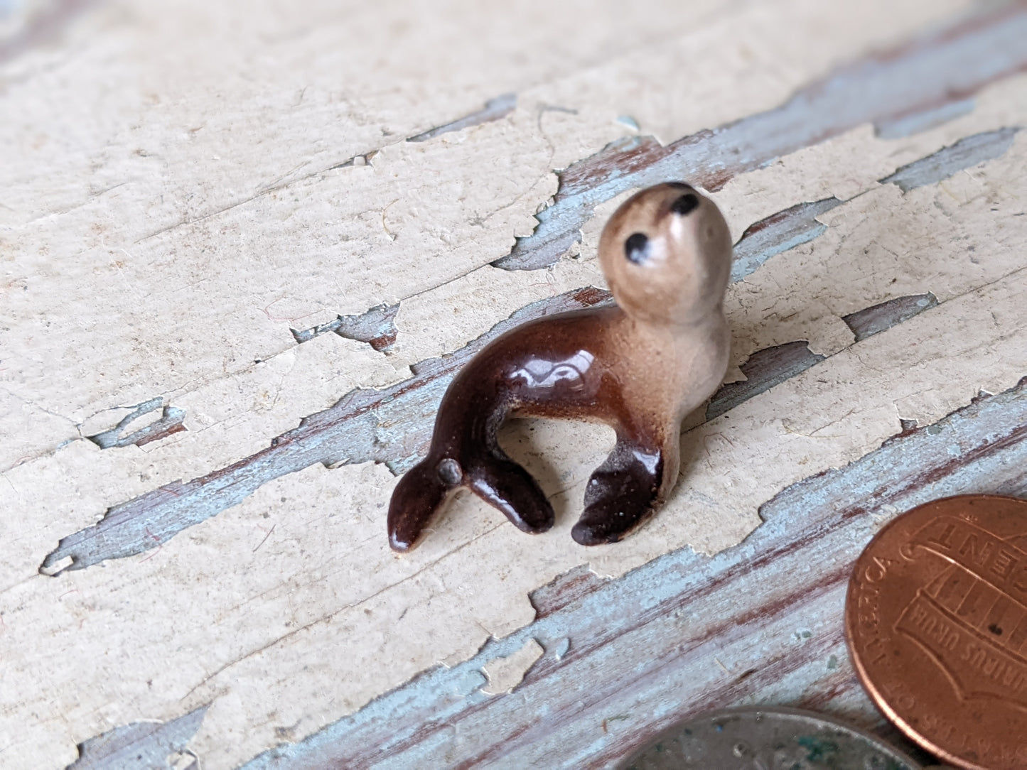 1980s Hagen Renaker Baby Seal Porcelain Miniature !! Amazing Vintage Gifts & Collectibles !!