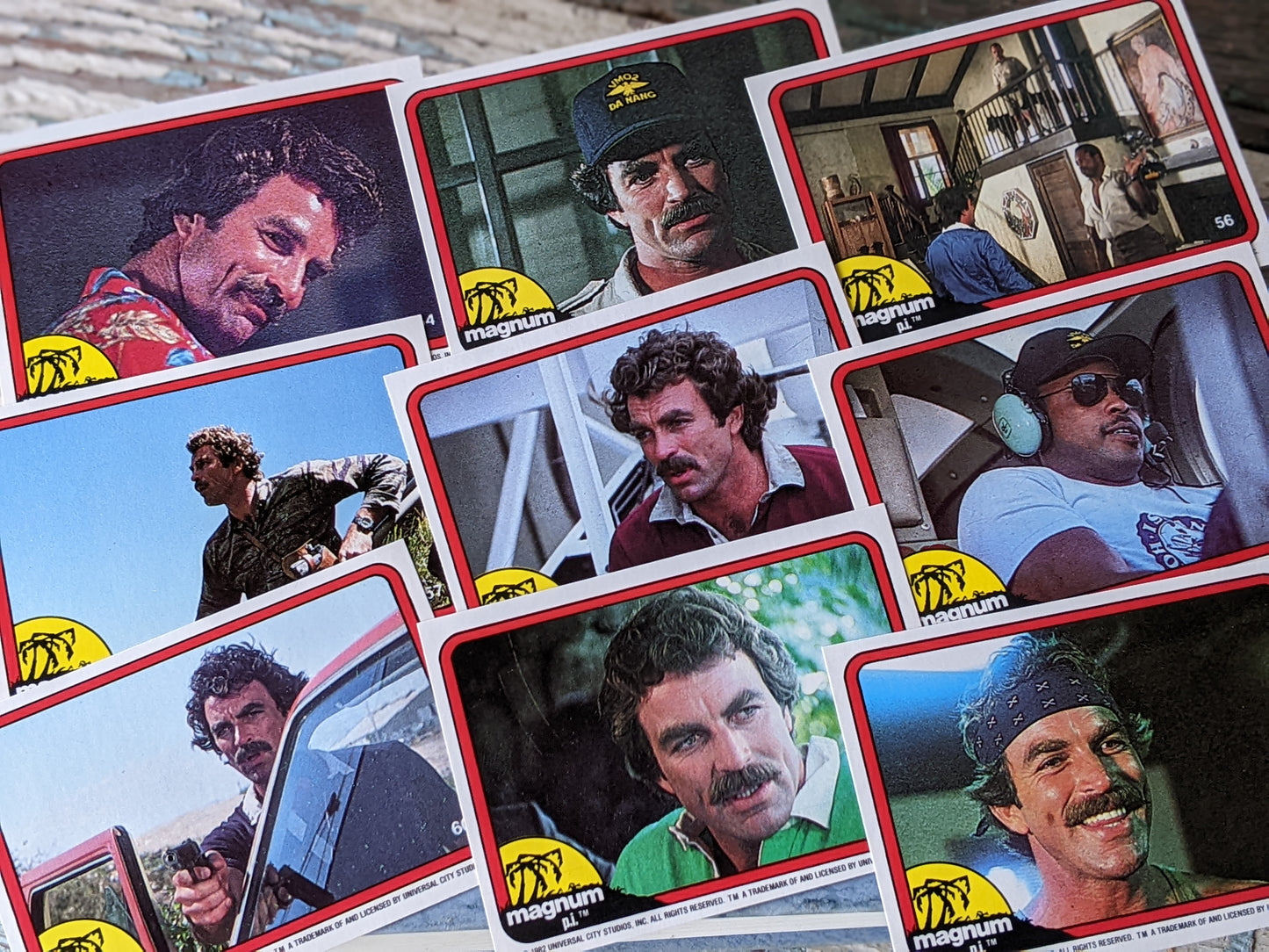 1982 Magnum PI Complete 66 Photo Card Set + Single Empty Wax Wrapper by Topps !! Mint Vintage Gifts & Collectibles !!