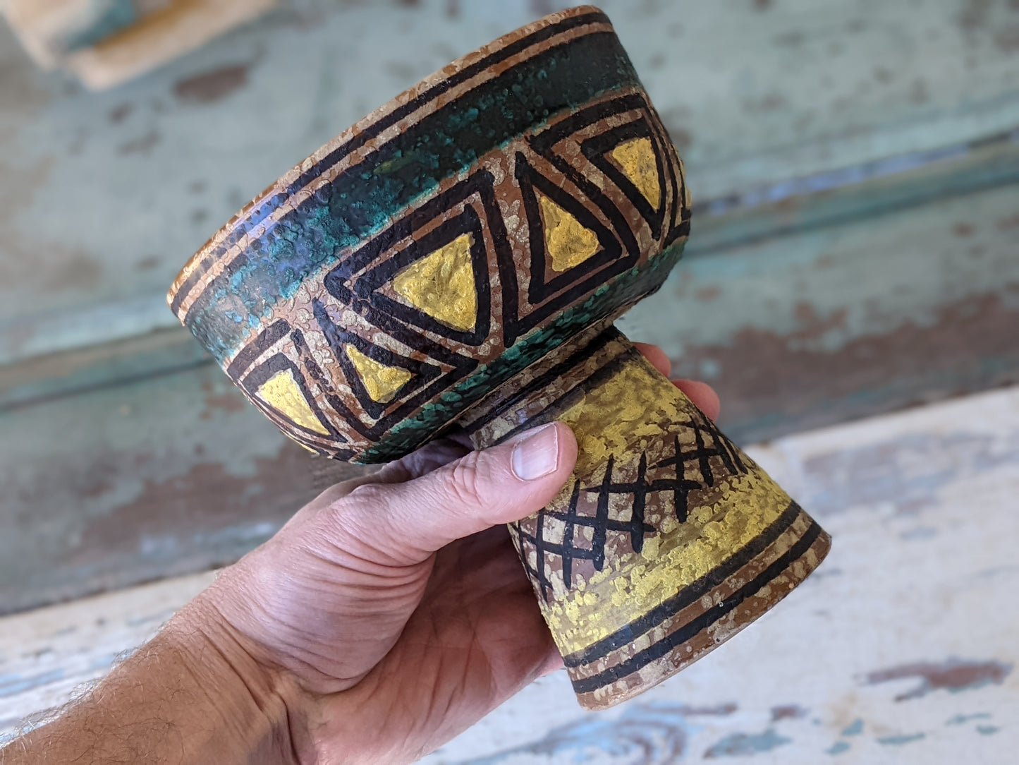 1950s Aldo Londi For Bitossi MCM Signed Lava Glaze Pedestal Bowl !! Italian Ceramics !! Amazing Vintage Gifts !!
