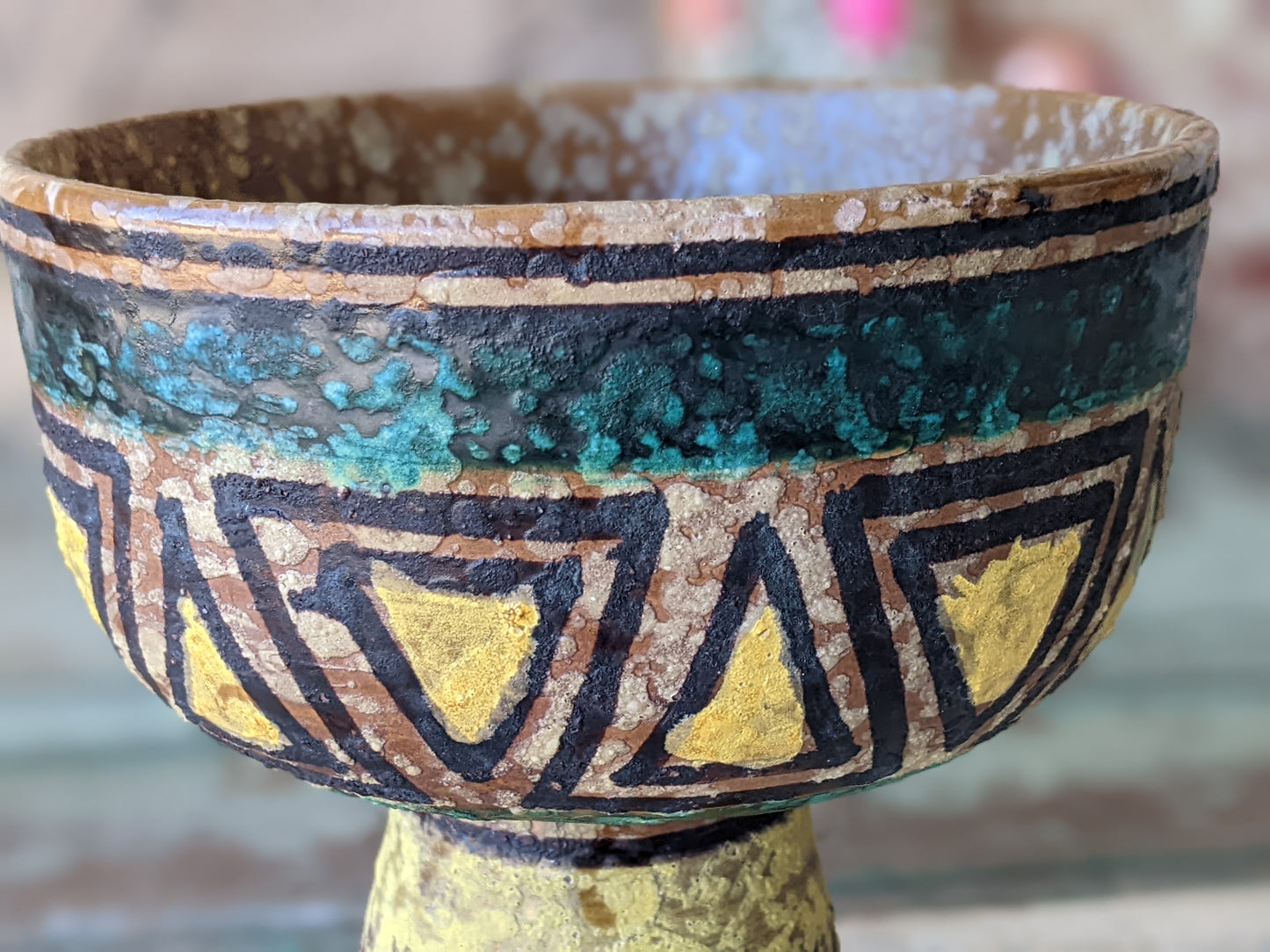 1950s Aldo Londi For Bitossi MCM Signed Lava Glaze Pedestal Bowl !! Italian Ceramics !! Amazing Vintage Gifts !!