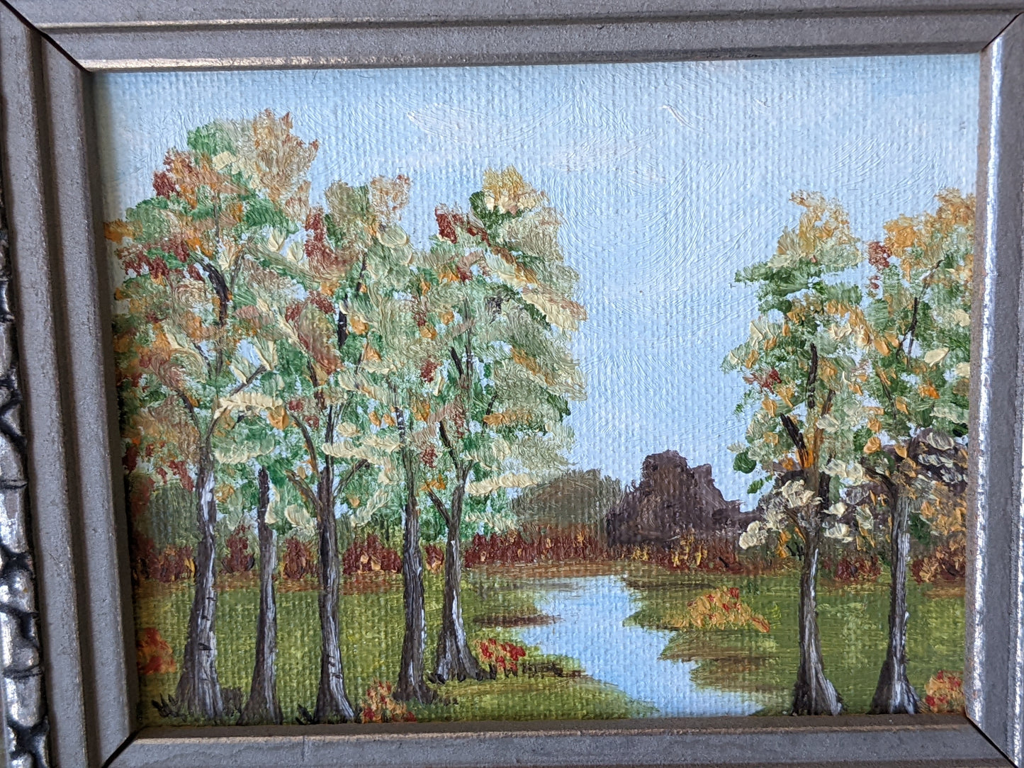 Vintage Original Landscape Miniature Oil on Canvas Board !! One-Of-A-Kind Gifts & Collectibles !!