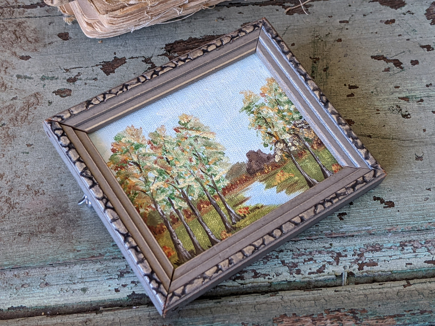Vintage Original Landscape Miniature Oil on Canvas Board !! One-Of-A-Kind Gifts & Collectibles !!