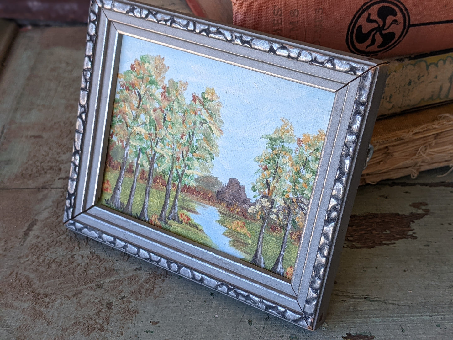 Vintage Original Landscape Miniature Oil on Canvas Board !! One-Of-A-Kind Gifts & Collectibles !!