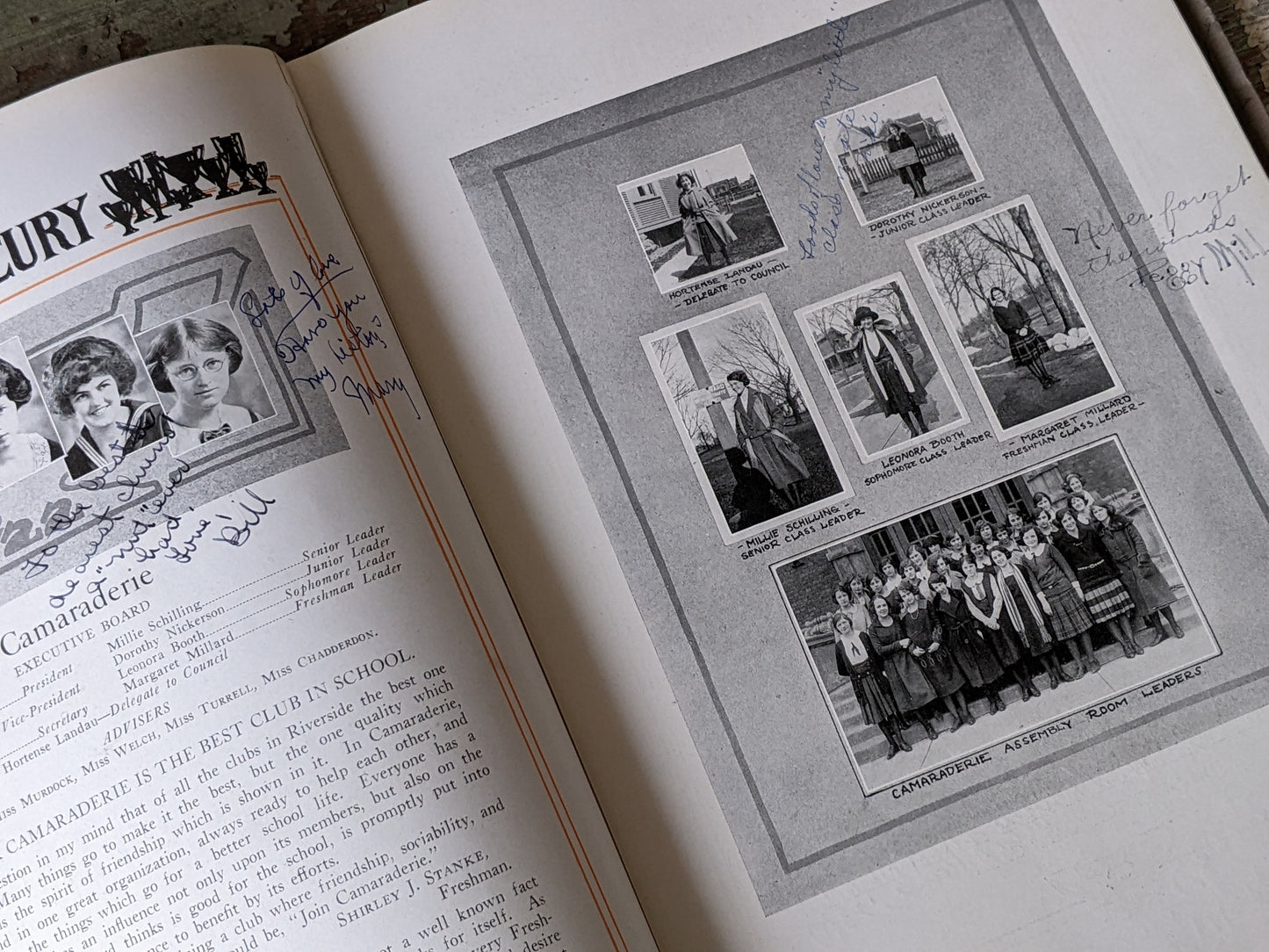 1922 The Mercury High School Yearbook Milwaukee Owned by Marcella Steel over 100 years old !! Amazing Historical Gifts & Collectibles !!
