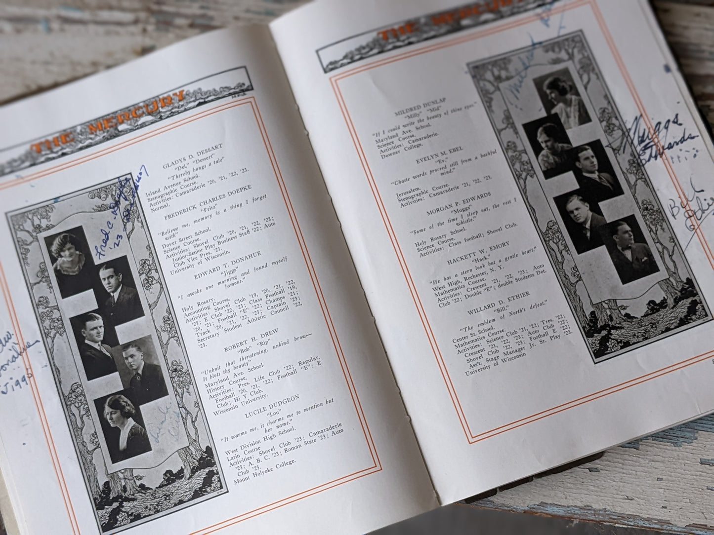 1923 The Mercury High School Yearbook Milwaukee Owned by Marcie Steel over 100 years old !! Amazing Historical Gifts & Collectibles !!