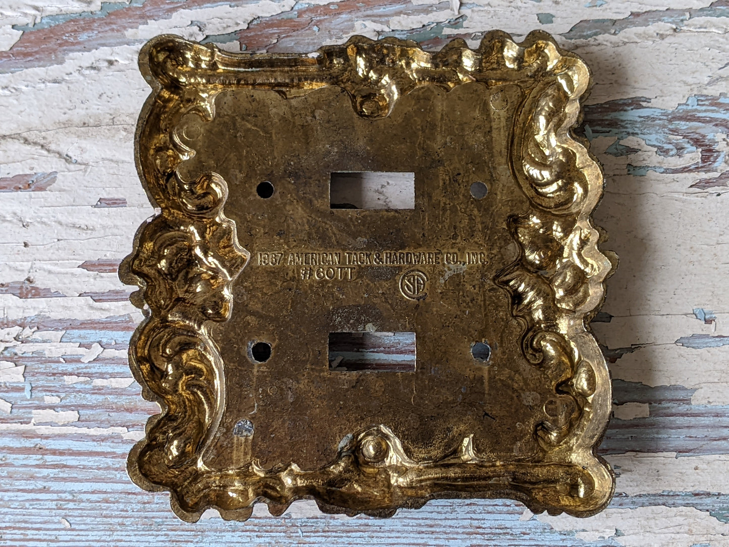 1967 Ameritac No. 60TT 2-Gang Light Switch Wall Plate American Tack Hardware Co. !! Vintage Decor !!