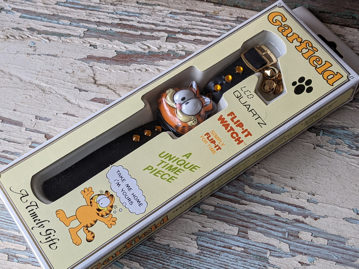 1978 Garfield !! NOS !! Flip-It LCD Quartz Watch w New Battery Installed !! Amazing Retro Gifts & Collectibles
