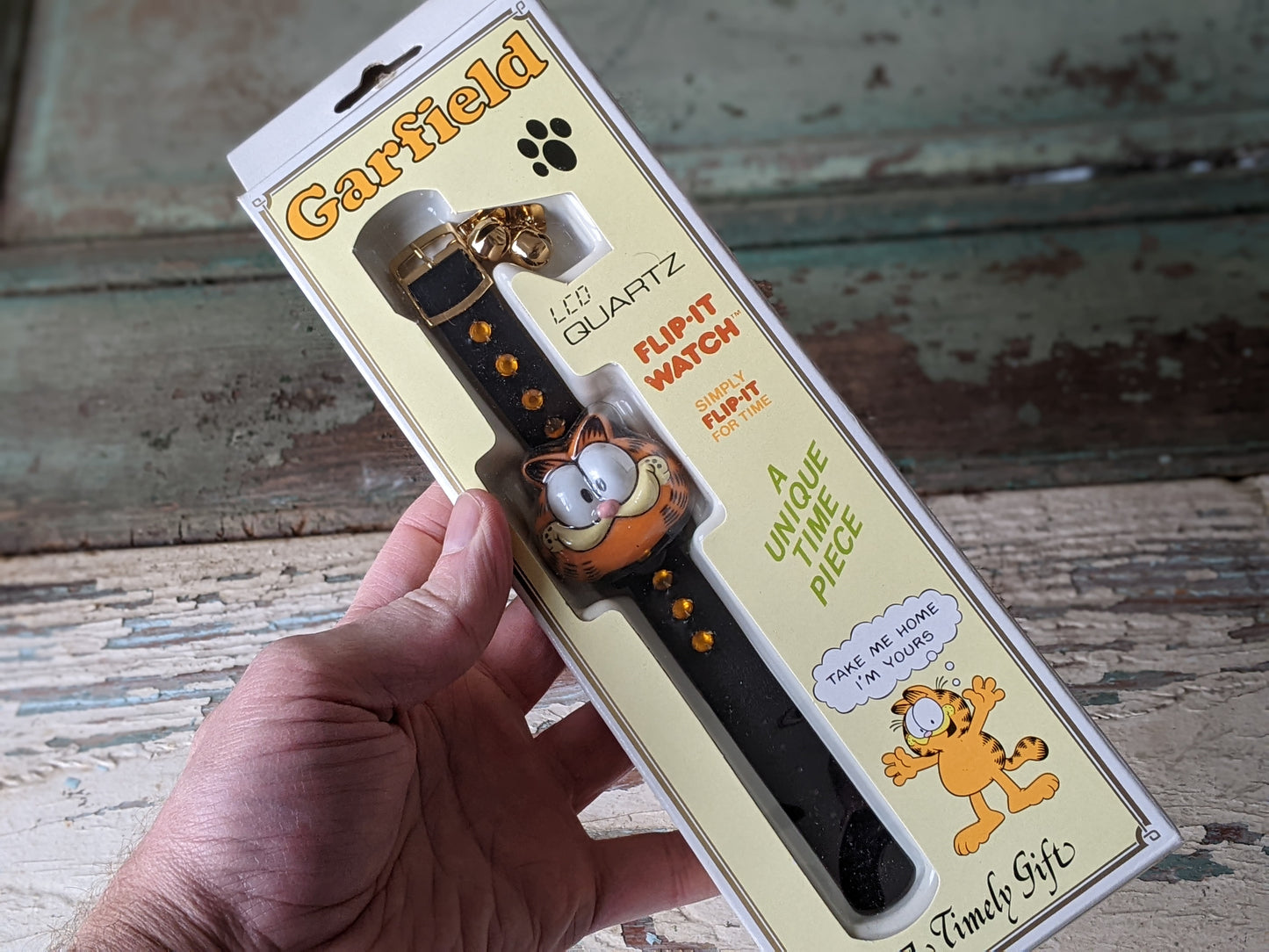 1978 Garfield !! NOS !! Flip-It LCD Quartz Watch w New Battery Installed !! Amazing Retro Gifts & Collectibles