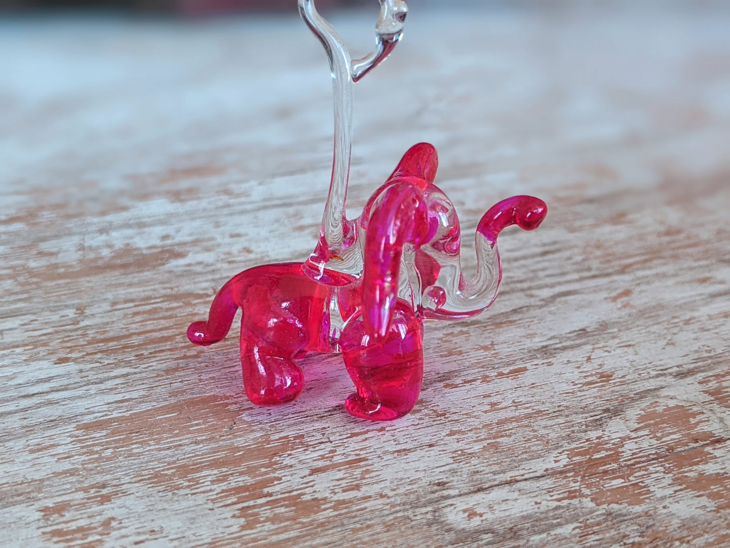 Vintage Hand-Pulled Glass Elephant Murano Style Italian Handmade Glass Adorable !! One-Of-A-Kind Joyful Vintage Gifts !!