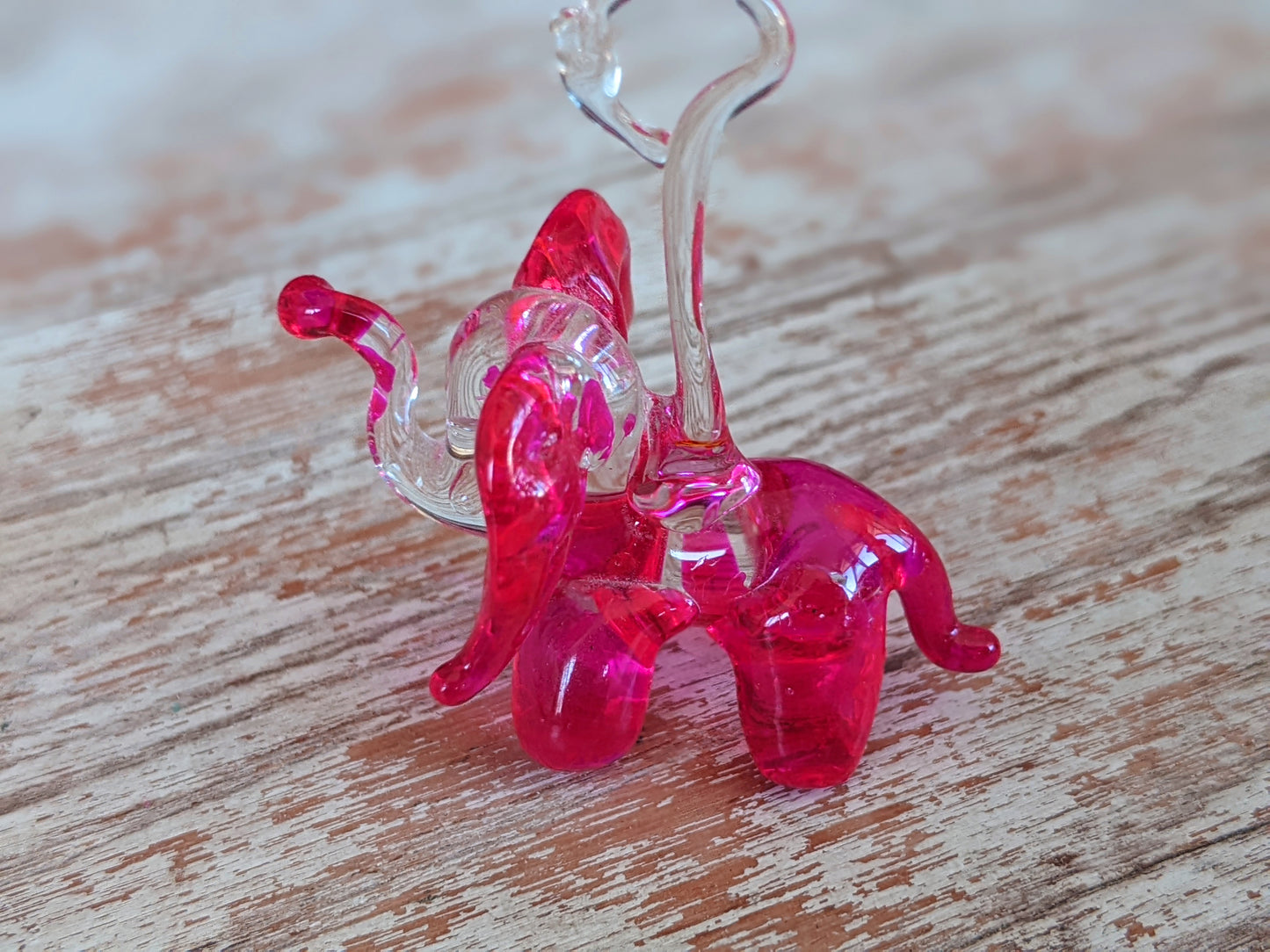 Vintage Hand-Pulled Glass Elephant Murano Style Italian Handmade Glass Adorable !! One-Of-A-Kind Joyful Vintage Gifts !!