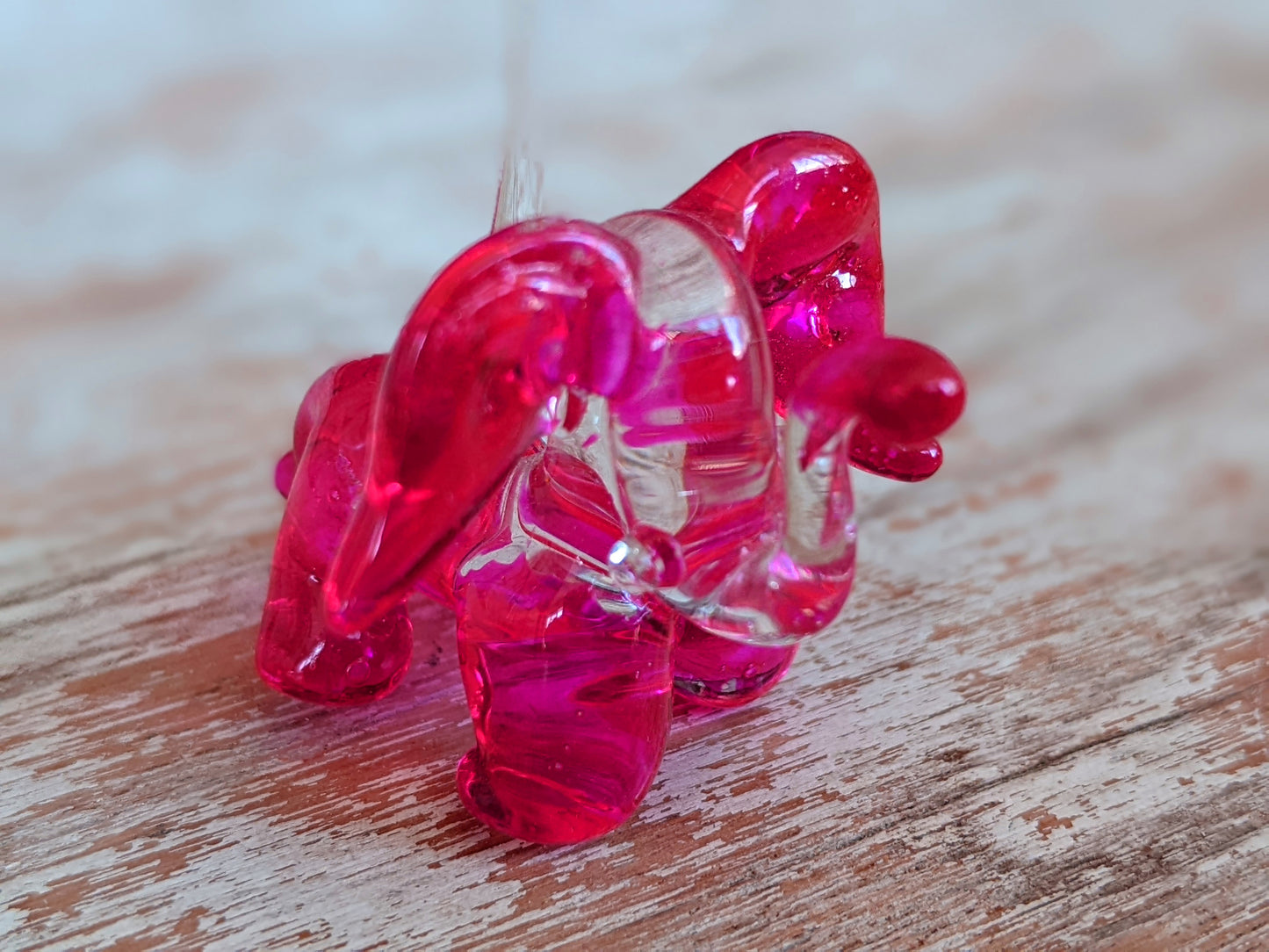 Vintage Hand-Pulled Glass Elephant Murano Style Italian Handmade Glass Adorable !! One-Of-A-Kind Joyful Vintage Gifts !!
